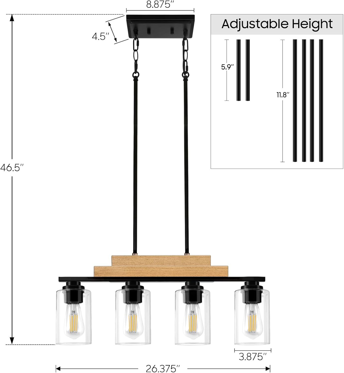 Thumbnail 1 de VerRon 4-Light Linear Chandelier