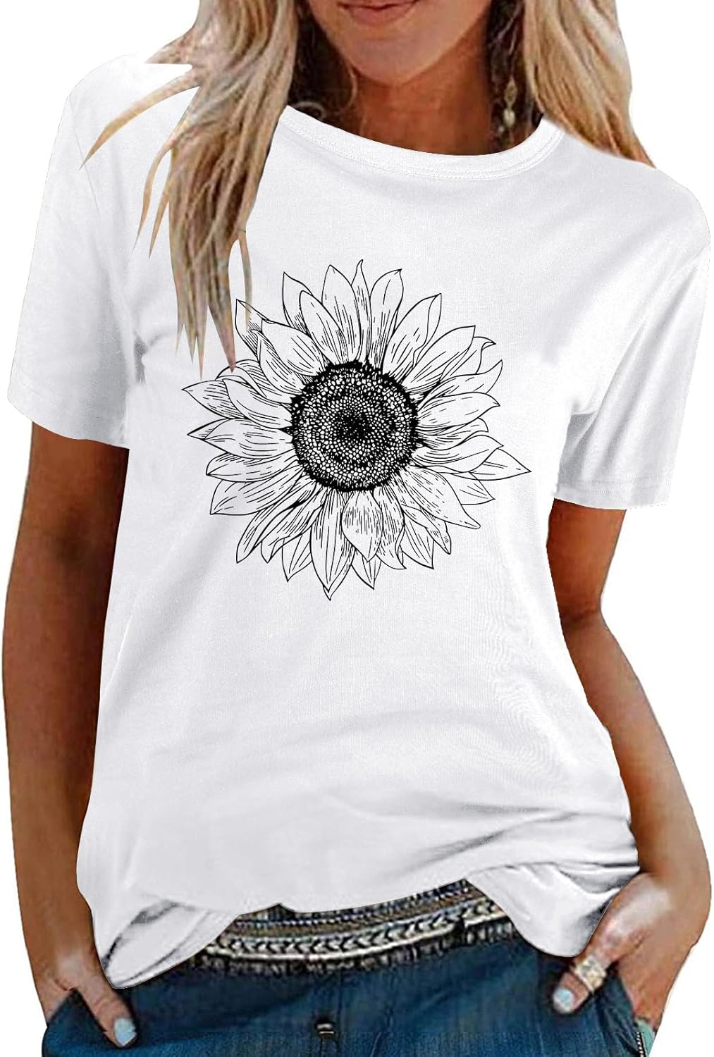 Thumbnail 6 de Tuopuda Damen T-Shirt Sommer – Rundhals, Kurzarm, Baumwolle, Print