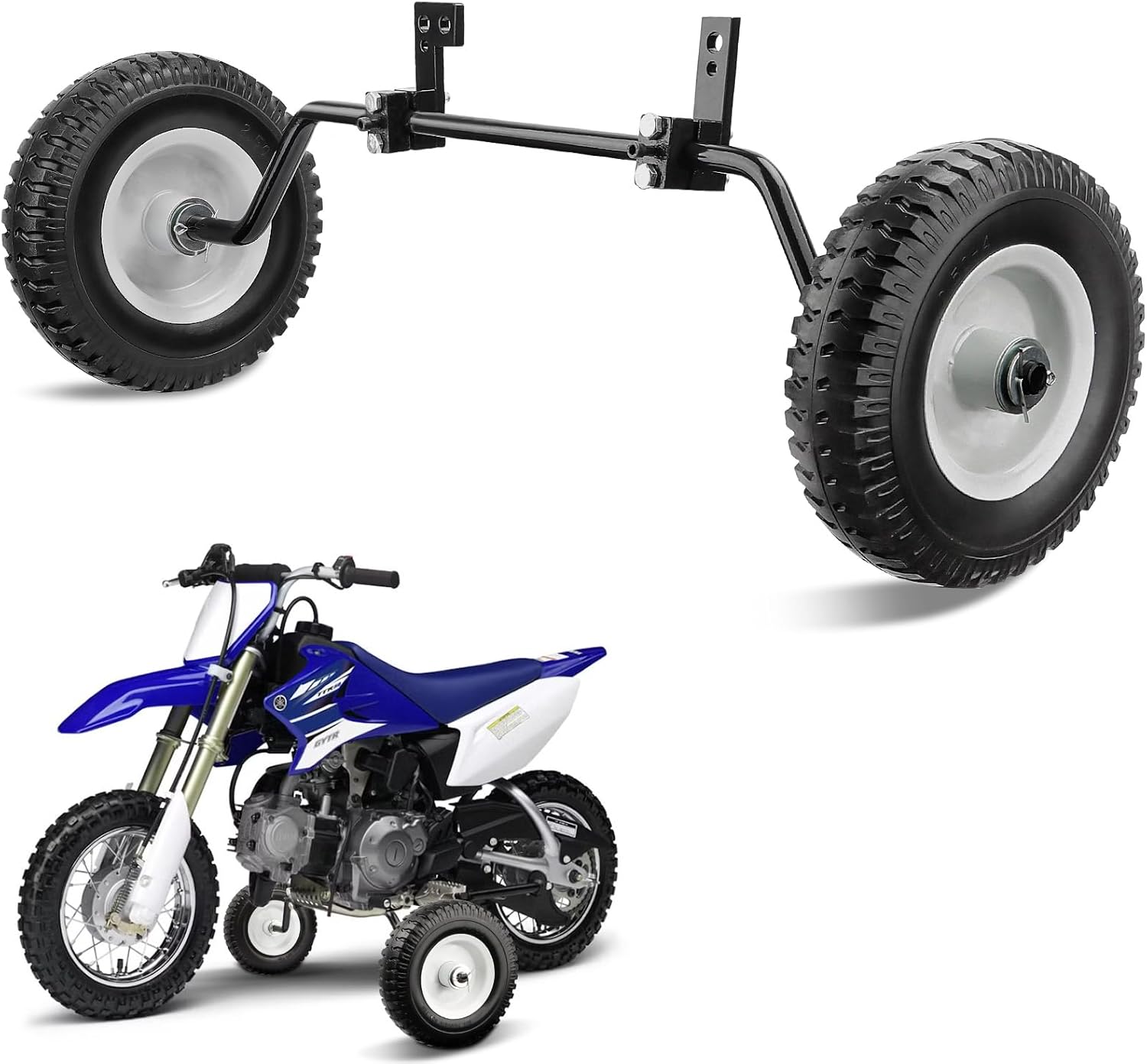 Detalle de Dirt Bike Training Wheels for 50cc Kids Bikes (PW 50, Razor MX125/MX350) – Stainless Steel Stabilizers, Black