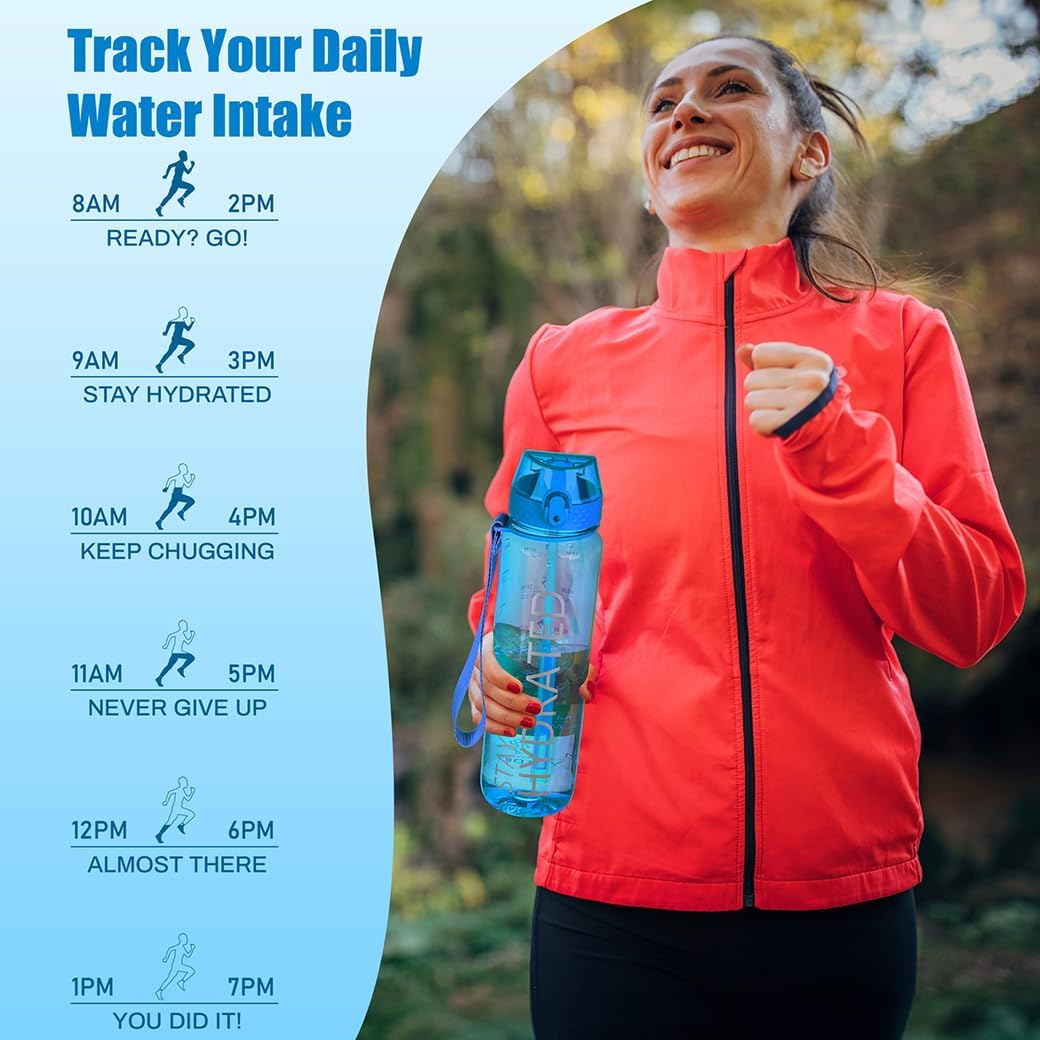 Thumbnail 5 de OLDLEY 1L Sports Water Bottle with Straw (Tritan, BPA-free, leakproof) – Blue