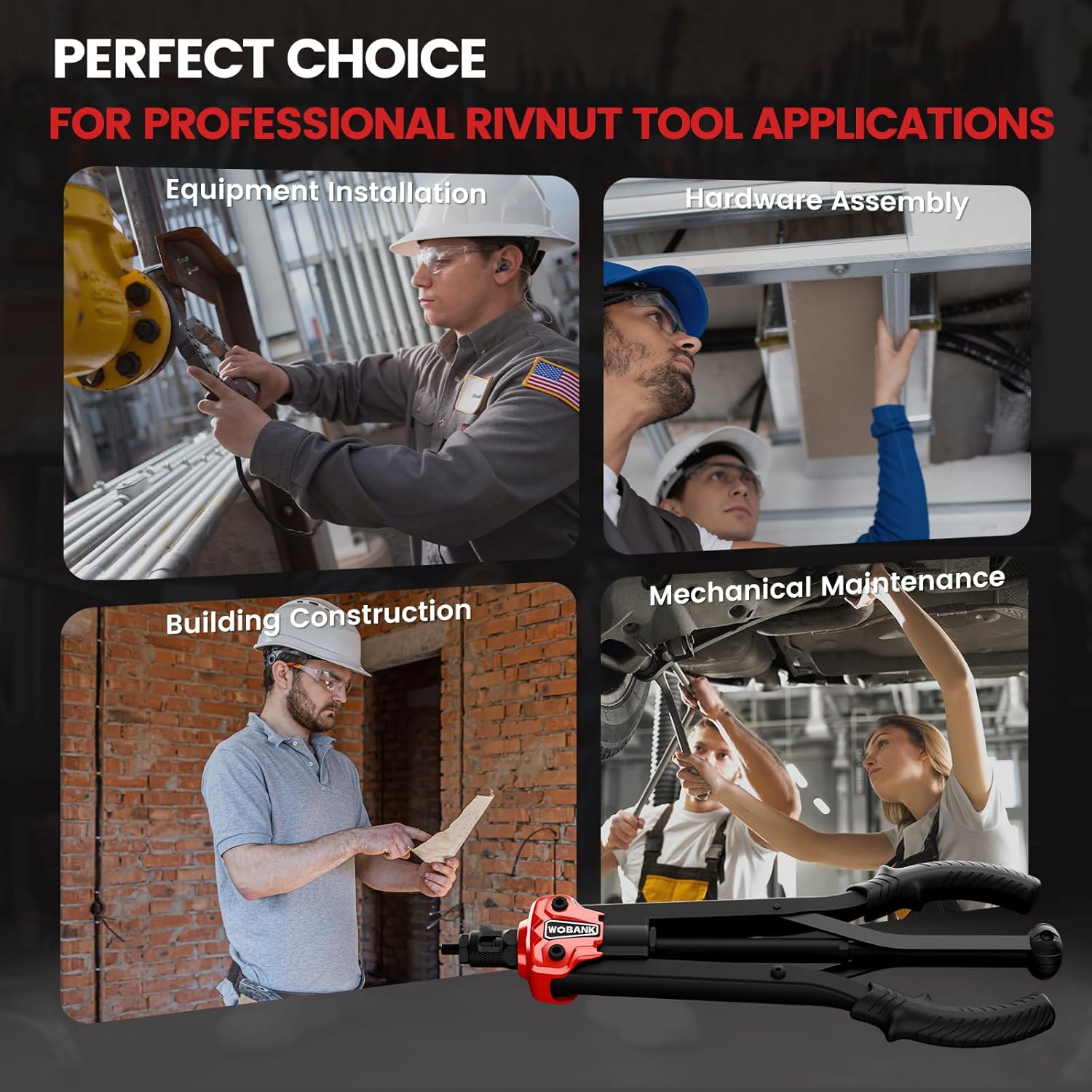 Thumbnail 5 de WOBANK Rivet Nut Tool Kit (16-inch) with 290 Rivet Nuts, 15 Mandrels & Carry Case