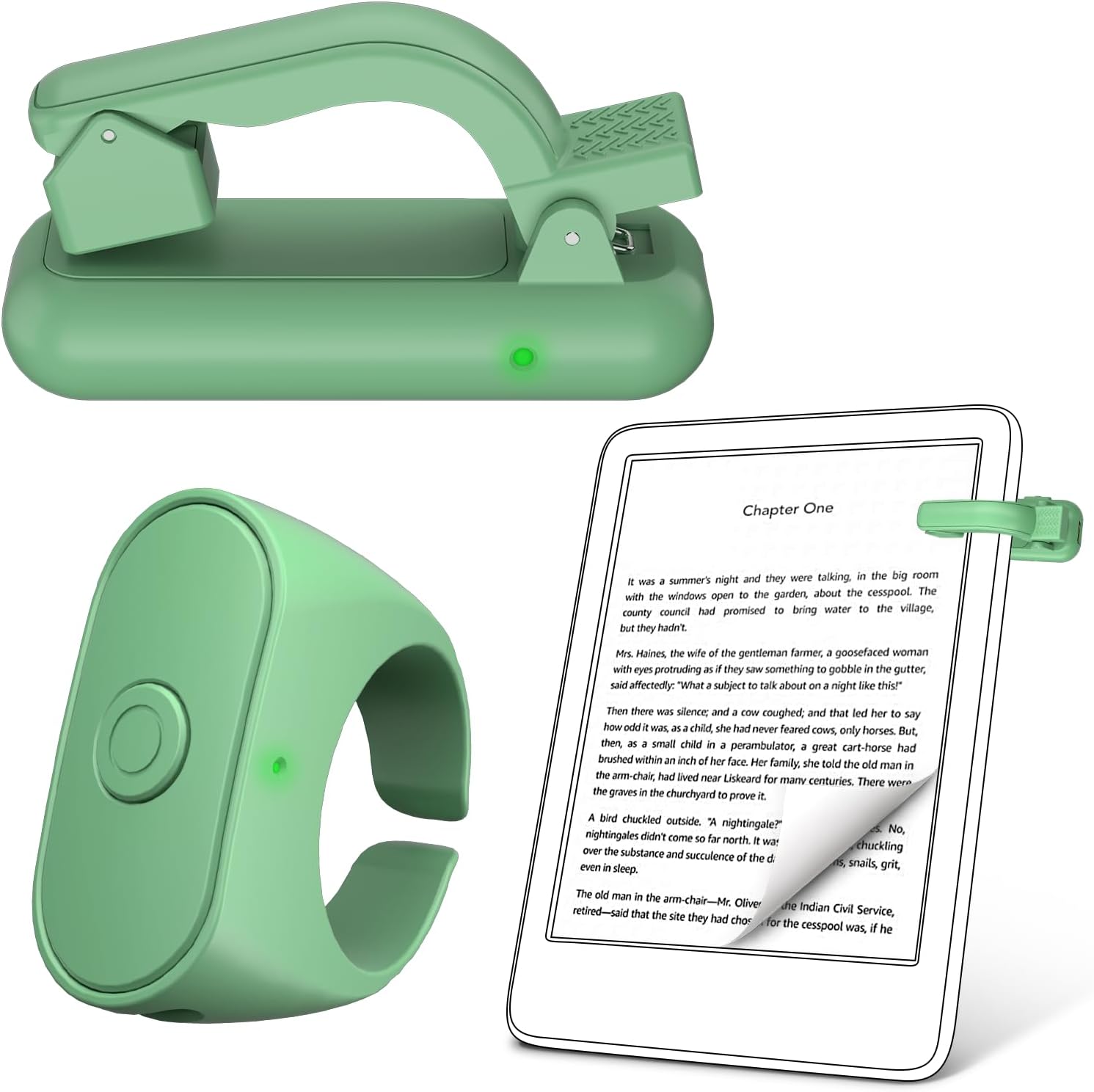 Detalle de Upgraded Remote Control Page Turner Ring for Kindle Paperwhite, Oasis, Scribe, Kobo and more (Green)