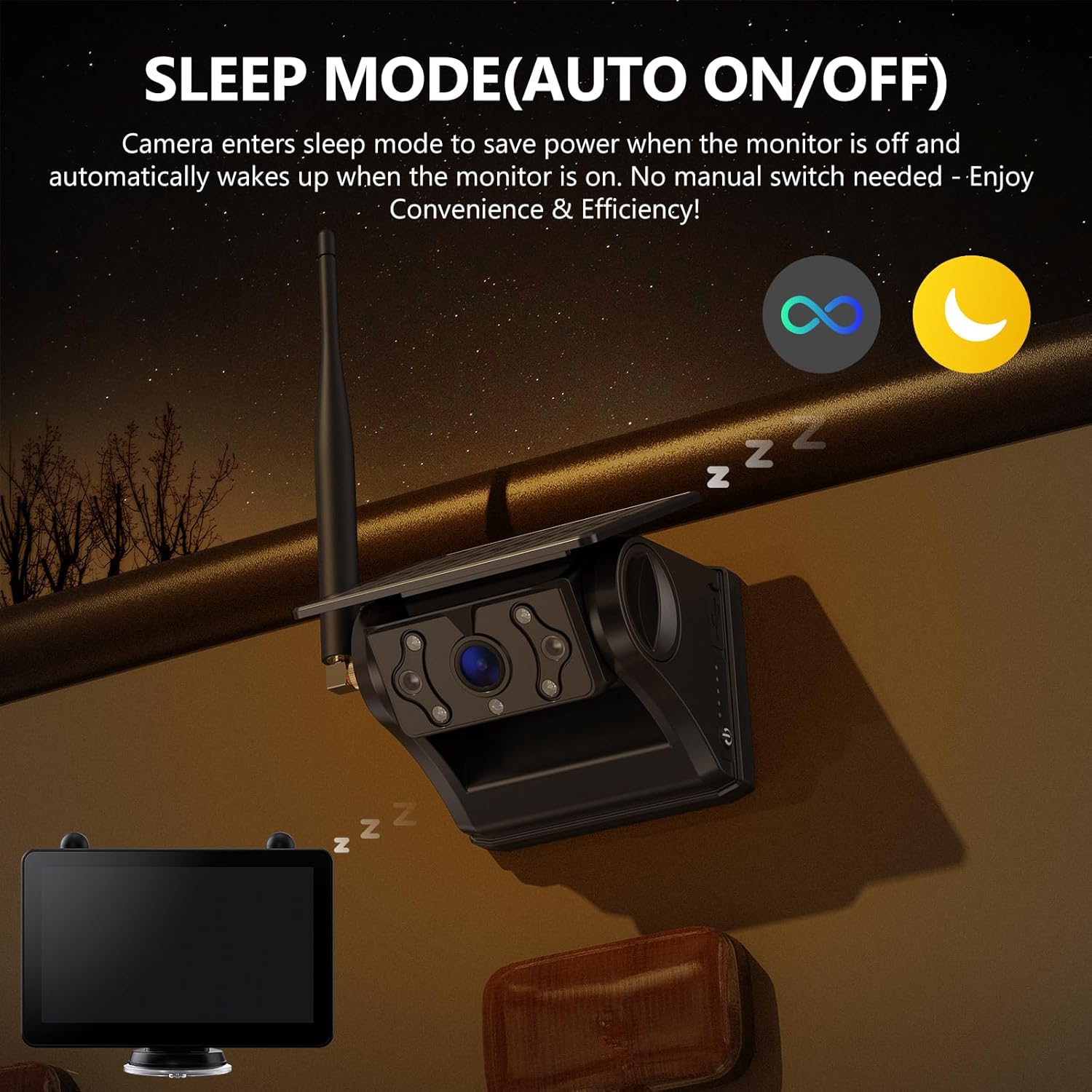Thumbnail 3 de eRapta Solar Wireless Reversing Camera Kit with 7'' HD Touch Screen Monitor