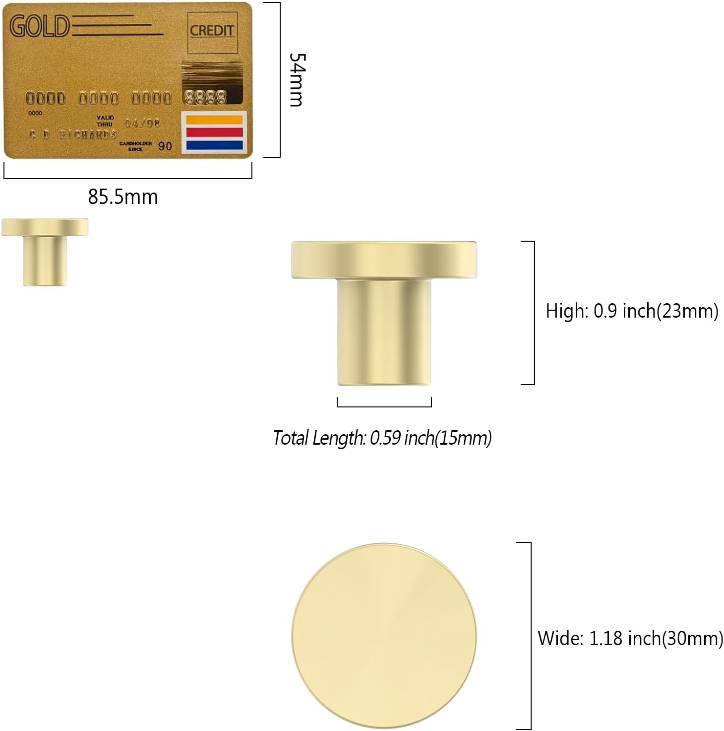Detalle de Amerdeco 10 Pack Gold Cabinet Knobs – 1.2 Inch Round, Single Hole Drawer Pulls