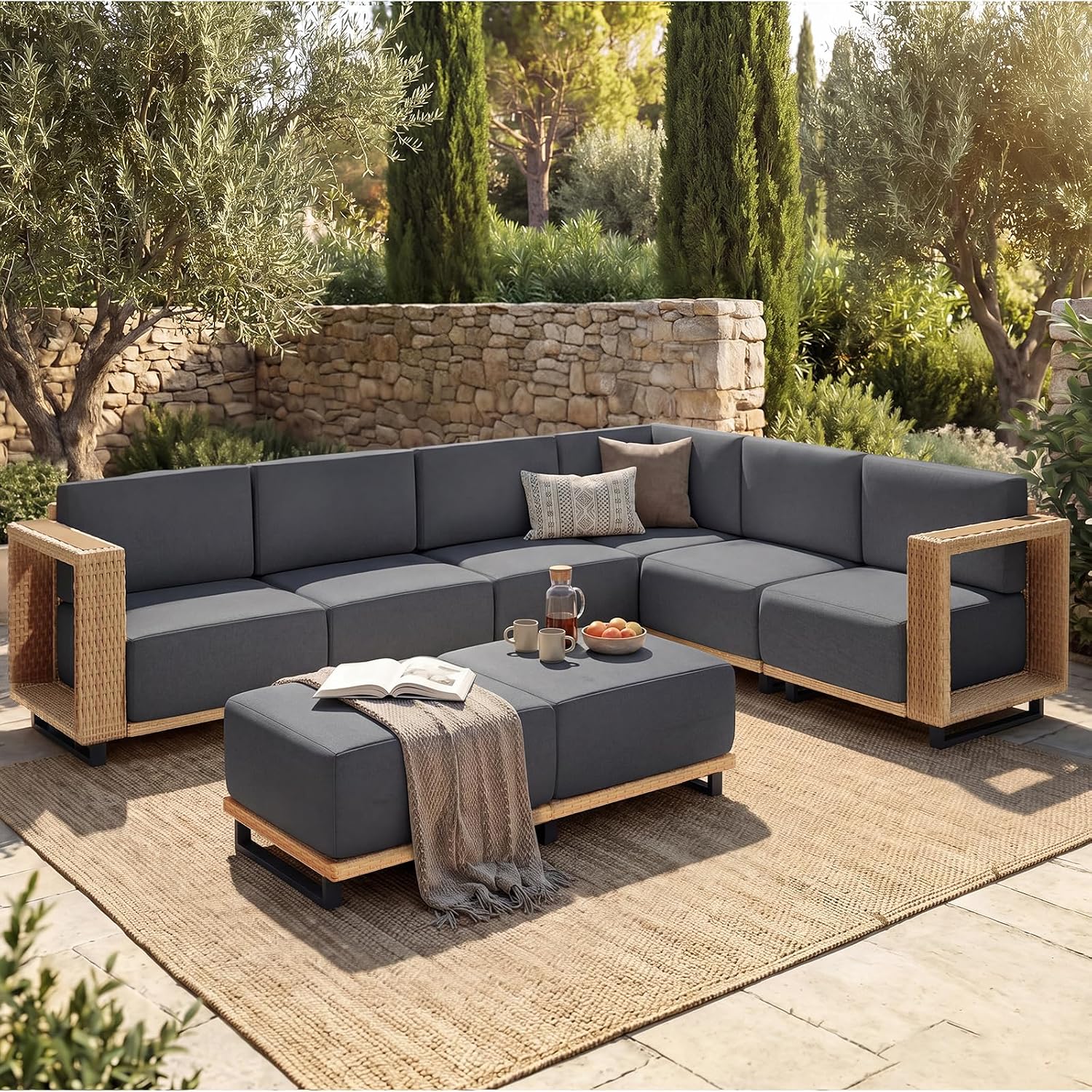 Detalle de LazySunsets Patio Furniture Set with 10-Inch Cushions