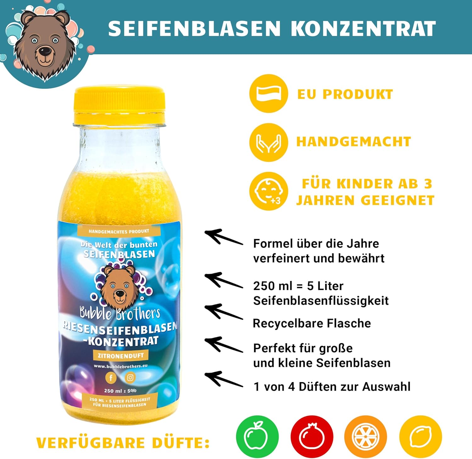 Thumbnail 2 de Bubble Brothers Riesenseifenblasen-Set (3 Holz-Seifenblasenstäbe, 50 cm) mit Konzentrat