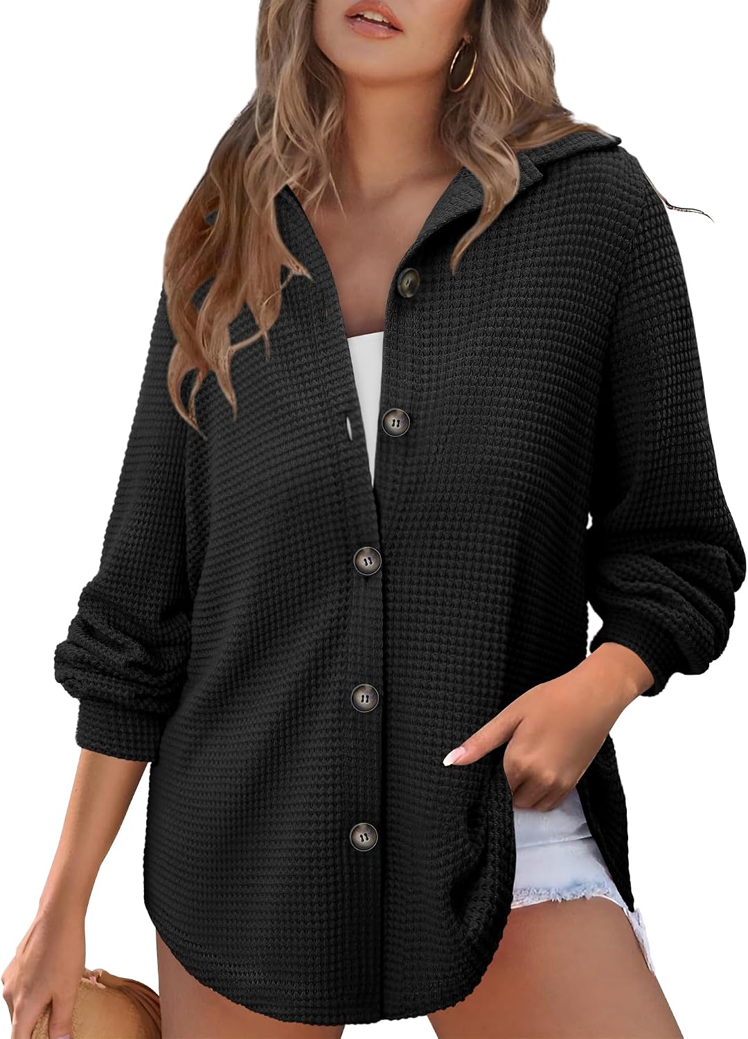 Detalle de BETTE BOUTIK Women's Waffle Knit Top