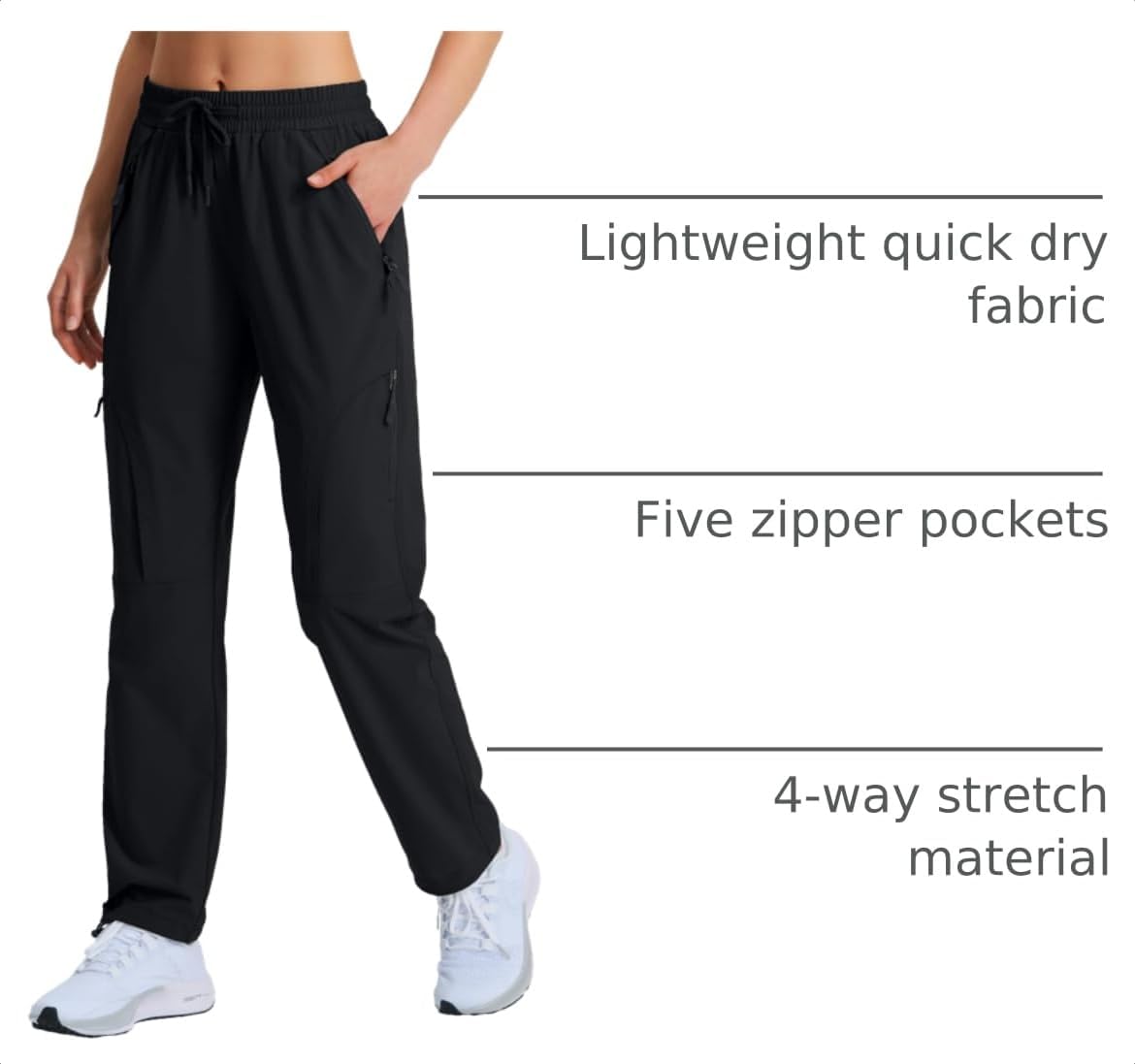 Detalle de Hugut Women’s Hiking Pants: Quick-Dry Lightweight Cargo Pants with UPF 50+ and Water Resistance