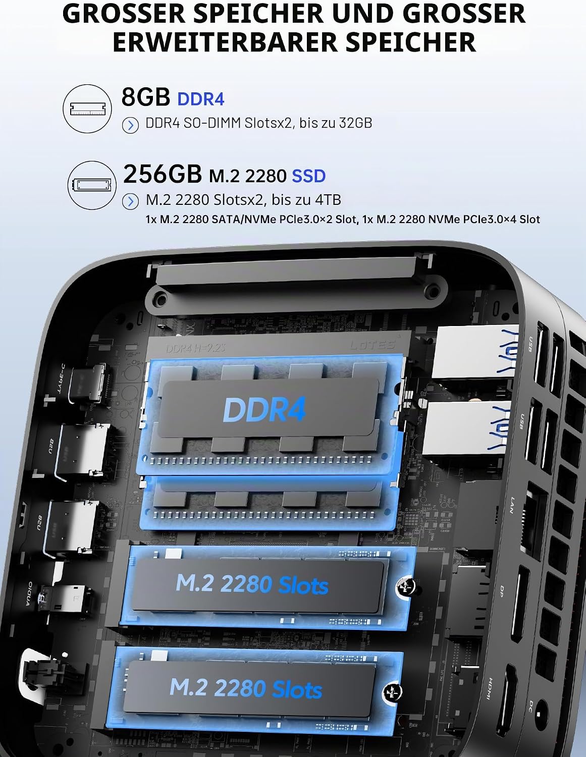 Thumbnail 2 de ACEMAGICIAN Mini PC AK1PLUS mit Intel Pentium N5030 – 12 GB RAM, 256 GB SSD, Windows 11 Pro, 4K HDMI-Dual, Lüfterlos