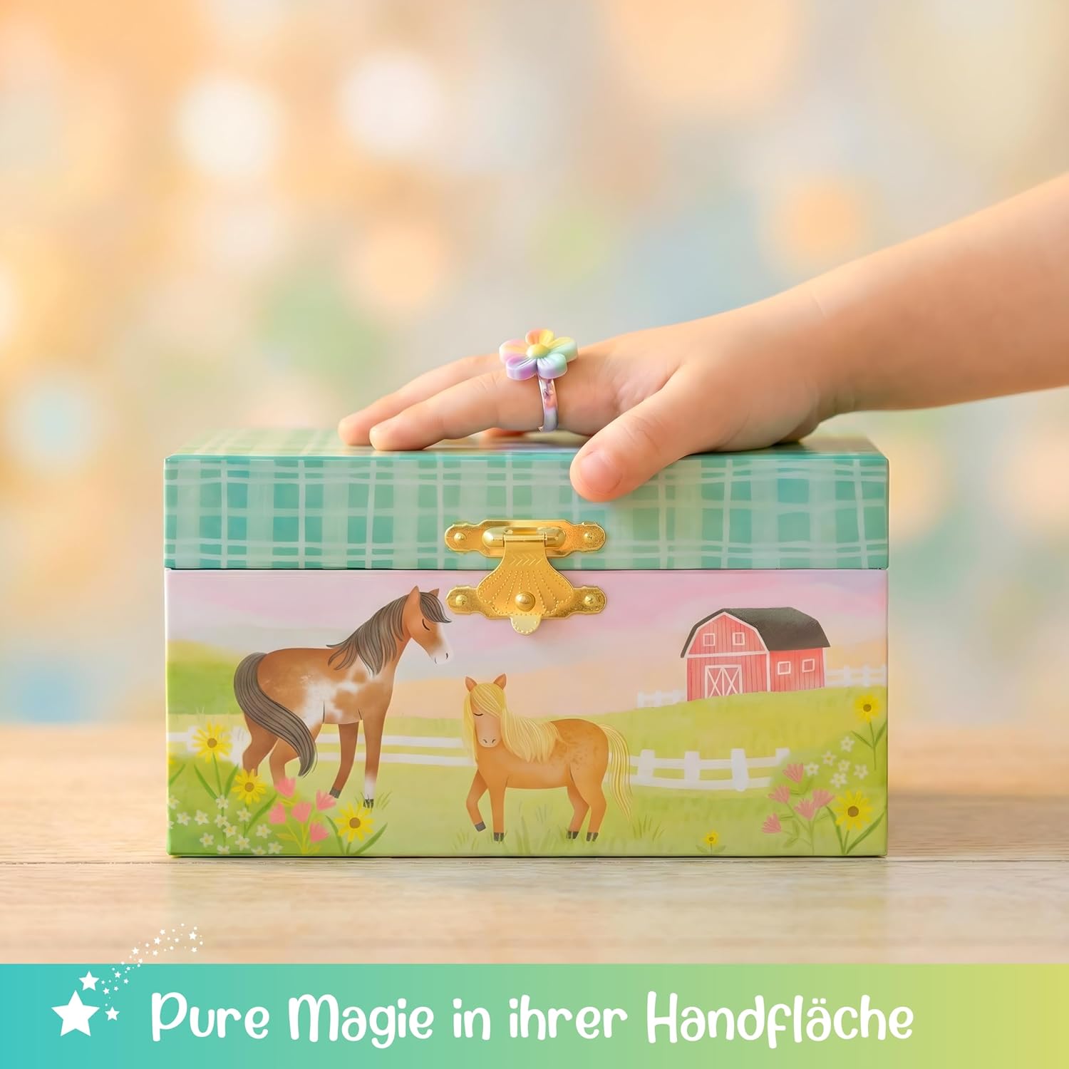 Thumbnail 2 de Giggle & Honey Spieluhr Mädchen & Pferd Schmuckkästchen – handgefertigte Holz-Kastenschatztruhe für Mädchen ab 3 Jahren