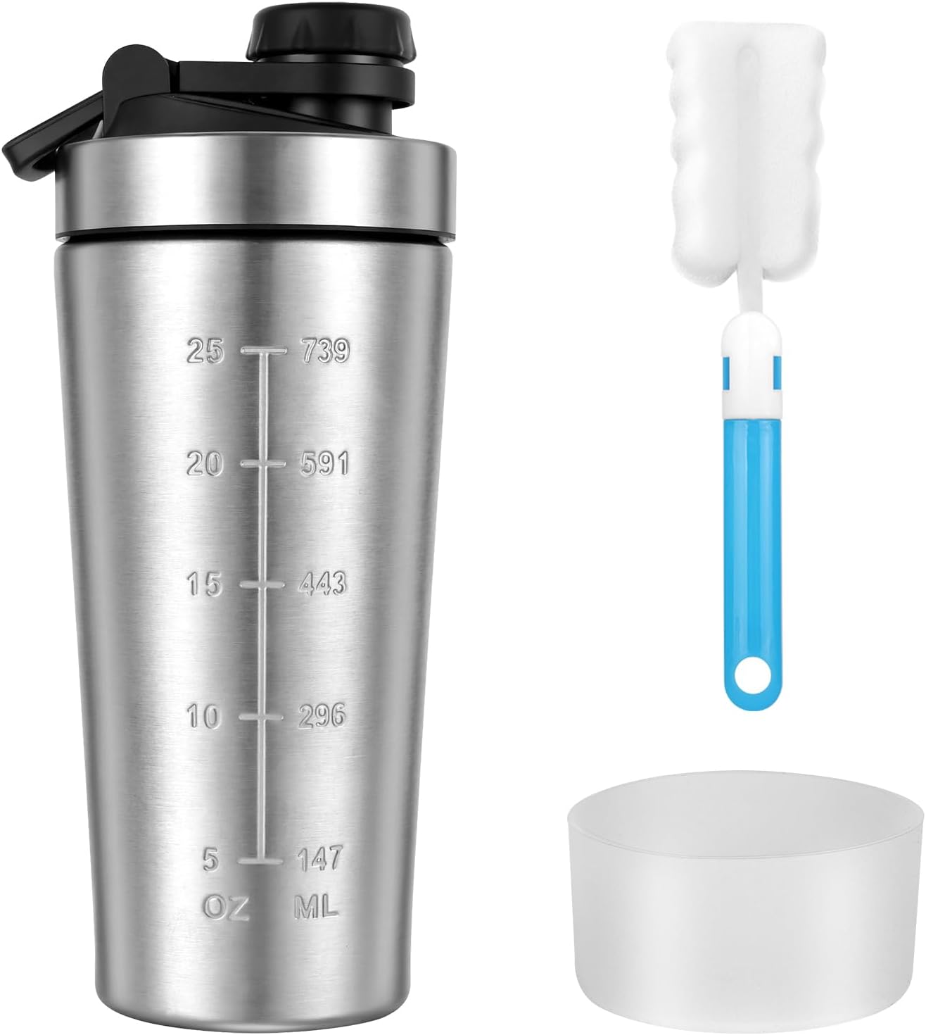 Alaoo Protéine Shaker 2 pièces 500 ml (Wave) noir et vert : bouteille shaker PP sans BPA pour mélanges homogènes
