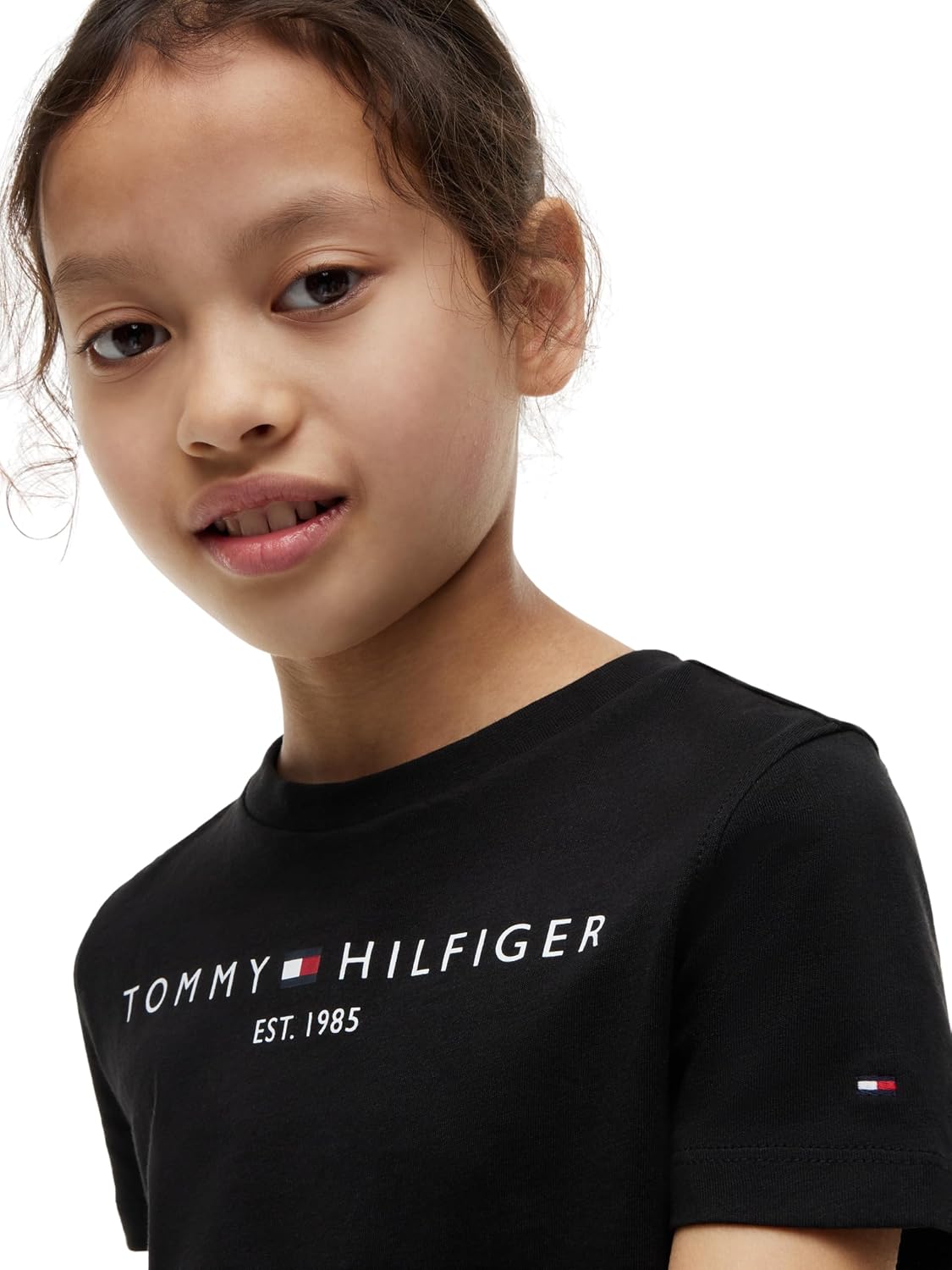 Detalle de Tommy Hilfiger Kinder Unisex Kurzarm Essential Tee – Rundhalsausschnitt
