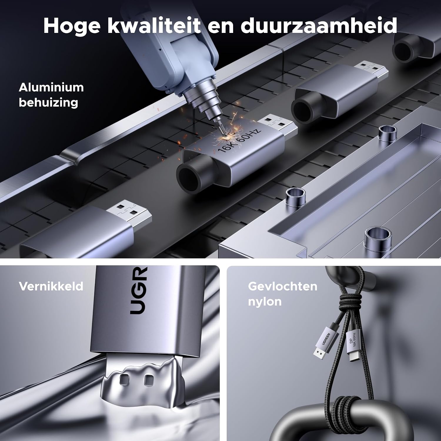 Thumbnail 6 de UGREEN 16K DP 2.1 DisplayPort-kabel, VESA-gecertificeerd, 0,5 m, 80 Gbps