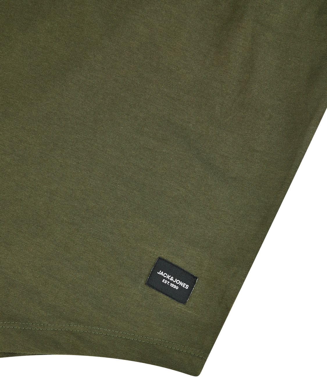 Detalle de JACK & JONES Herren Lang geschnittenes 3er-Set Basic T-Shirt aus 100% Bio-Baumwolle – Regular Fit