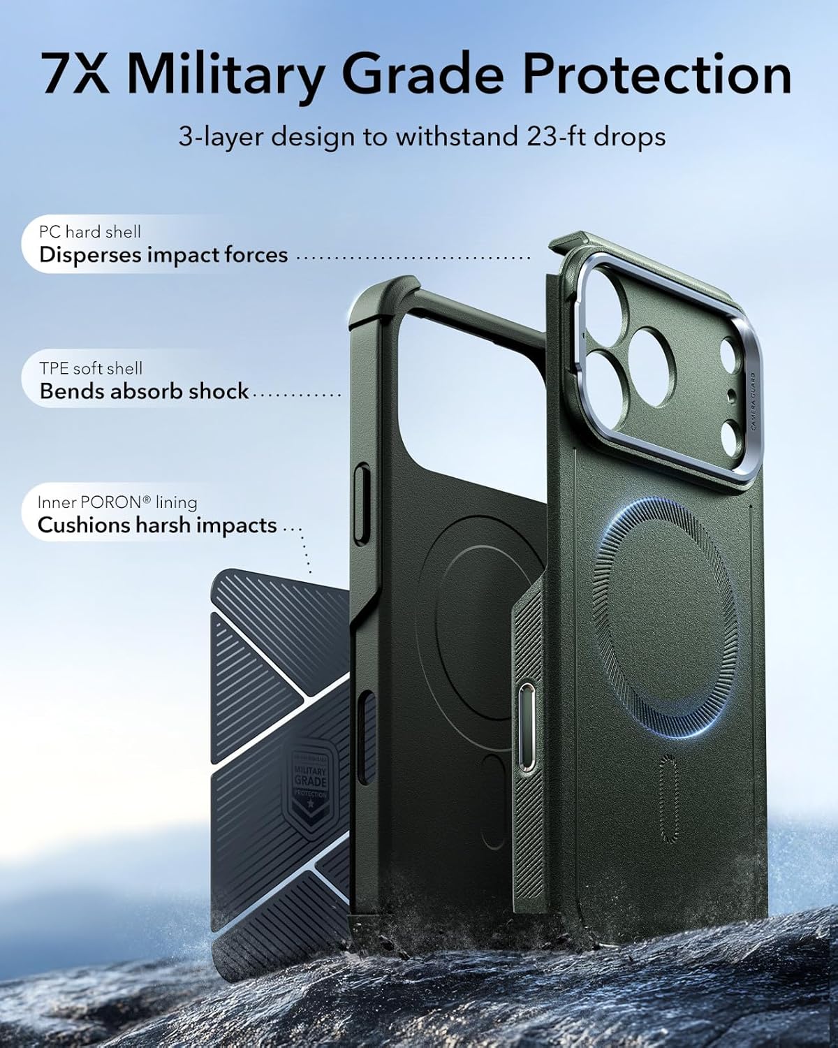 Thumbnail 3 de ESR Cyber Series iPhone 17 Pro Max Case with Stand in Green