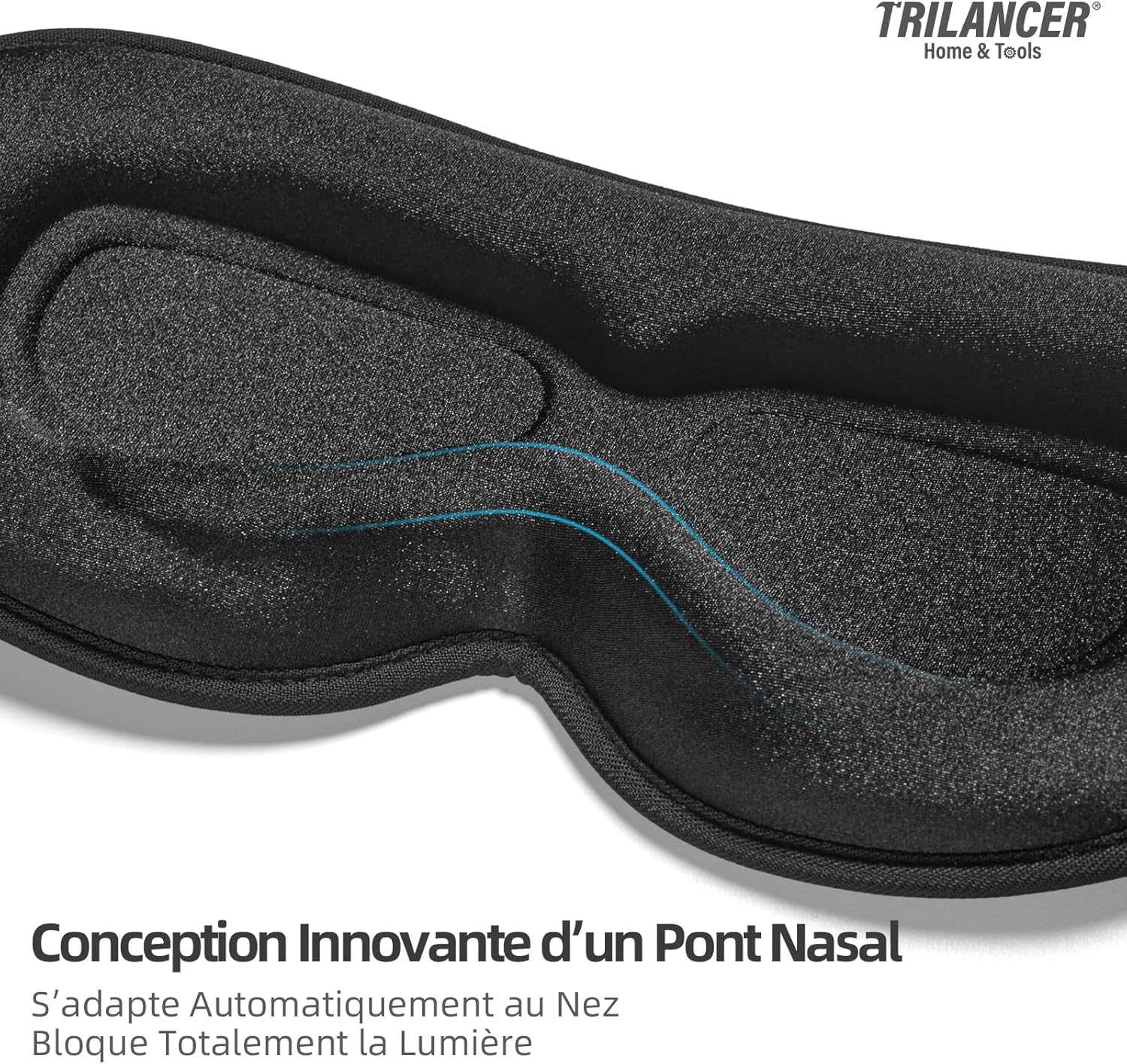 Detalle de Masque de nuit Innovant 2026 Trilancer : bandeau de sommeil avec blocage de la lumière