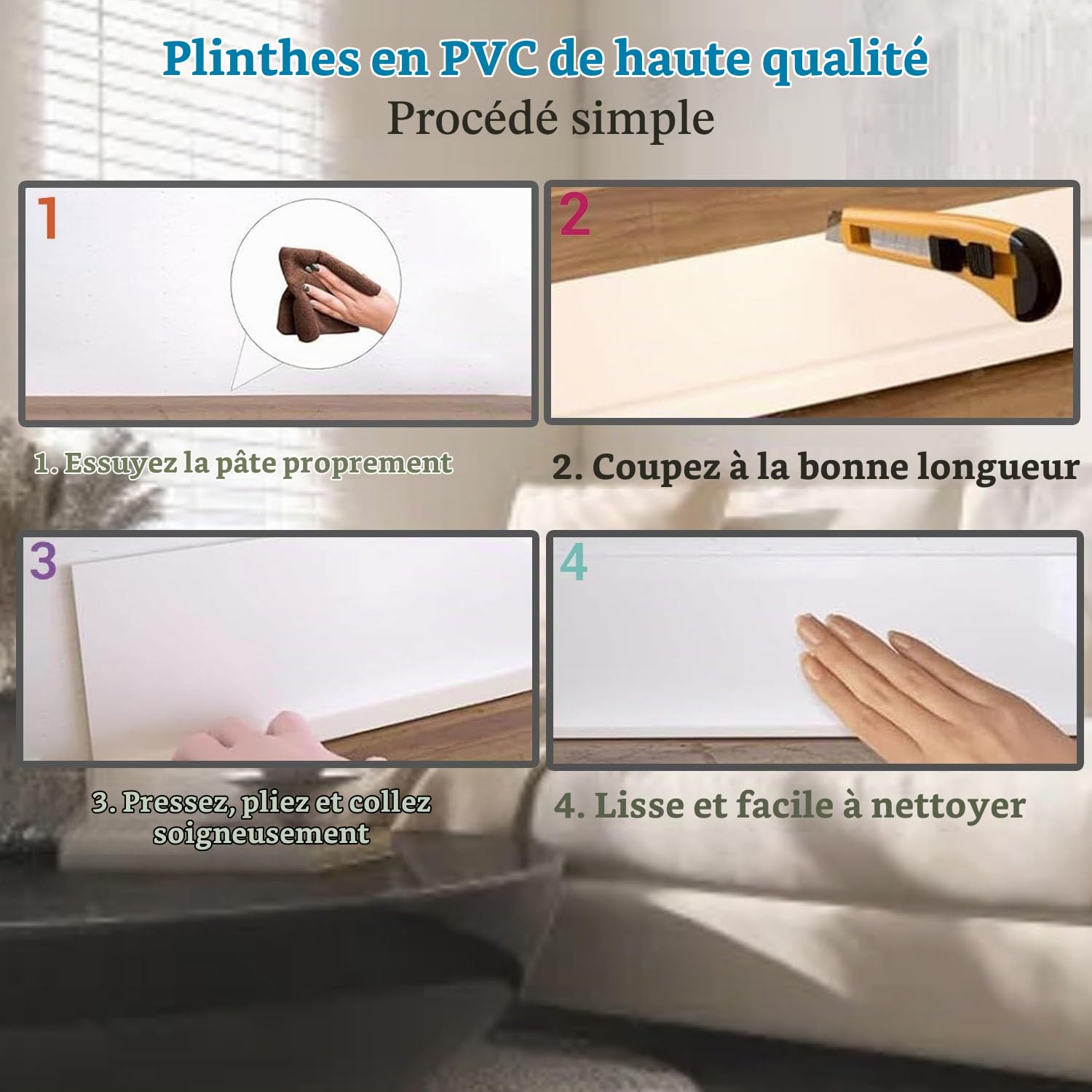 Detalle 1 de VCANIVR GRAYTIJIAOPVC flexibele pvc-plint, zelfklevend, grijs, 6 m