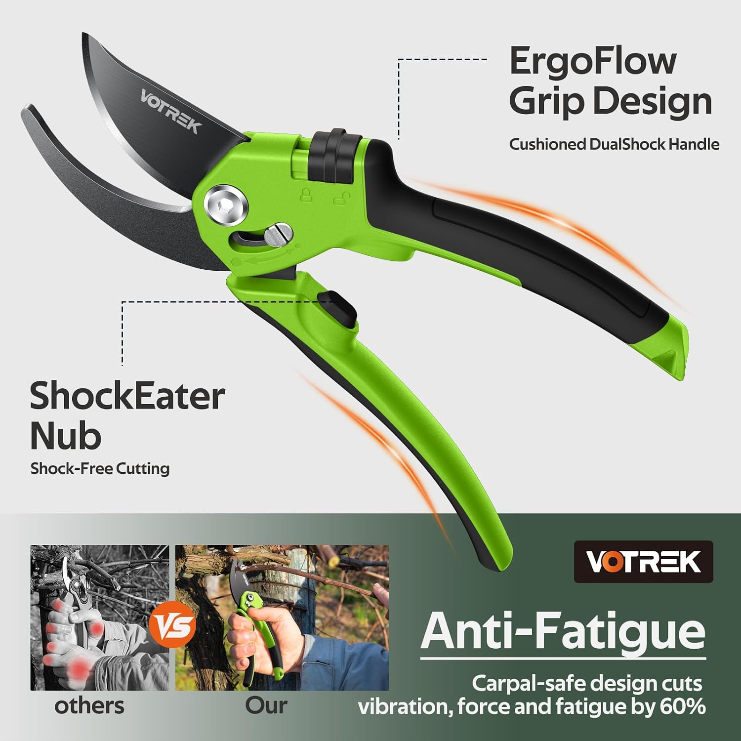 Thumbnail 4 de VOTREK VT-X850 Bypass Secateurs, Adjustable Grip, SK5 Steel Blade