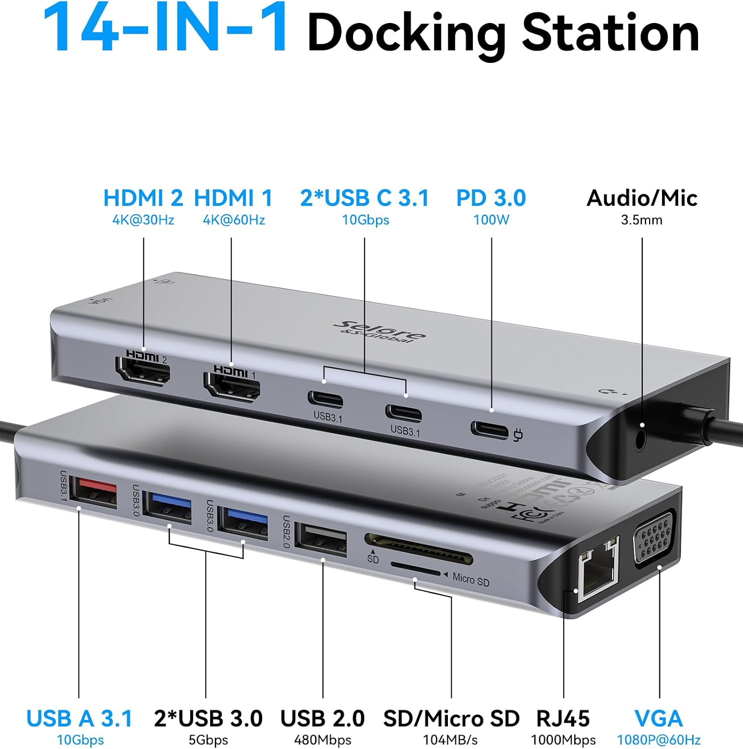 Detalle 2 de USB C Dockingstation 14 in 1