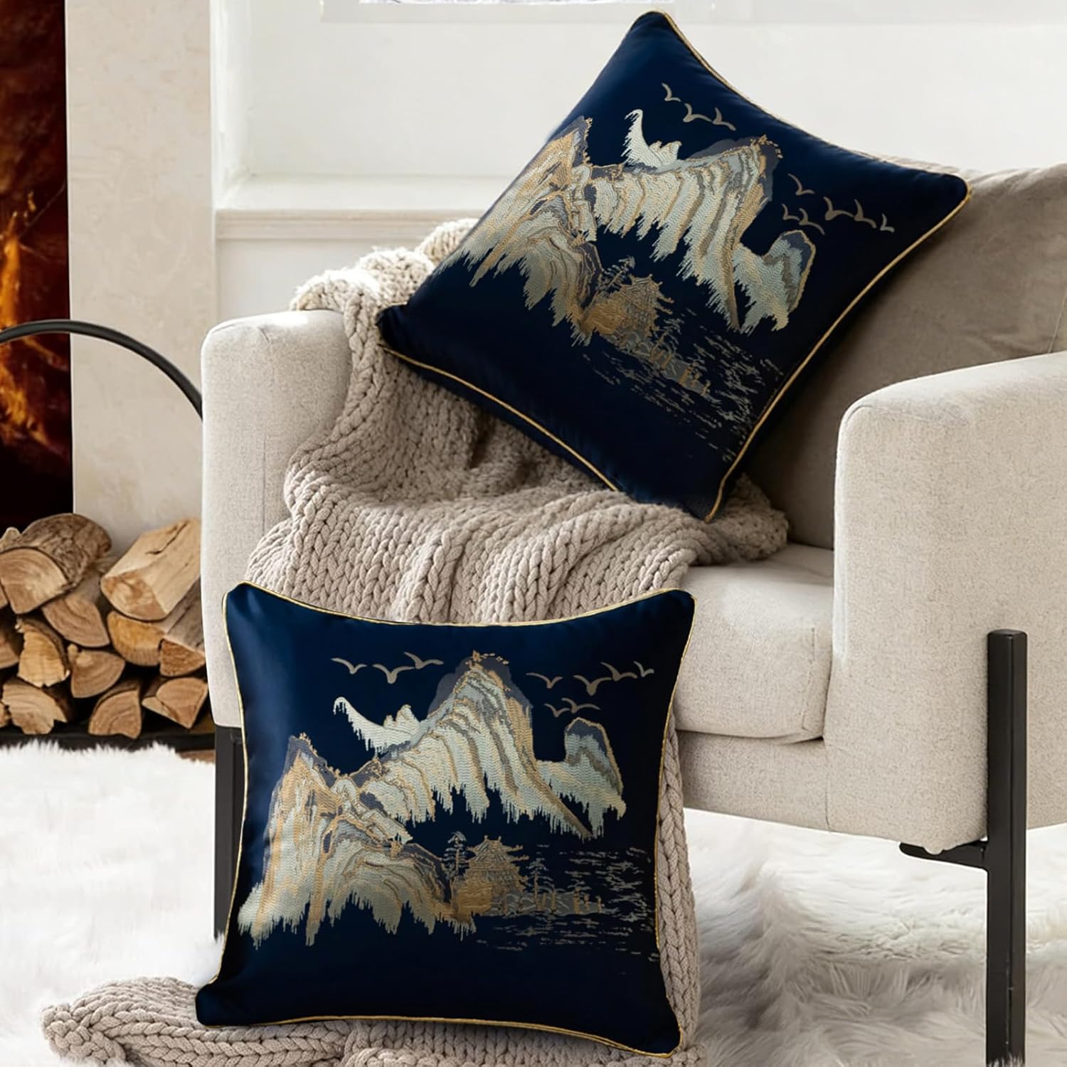 Thumbnail 1 de Traziewell set of 2 cushion covers 45 x 45 cm in blue with hidden zip