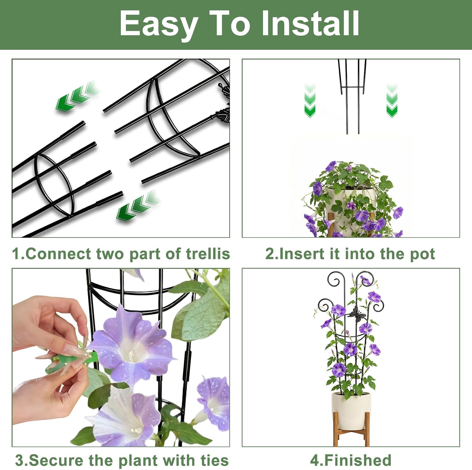 Thumbnail 4 de Xeeol TPJ13 Expandable Metal Plant Trellis, 30-Inch Butterfly Design, 2-Pack