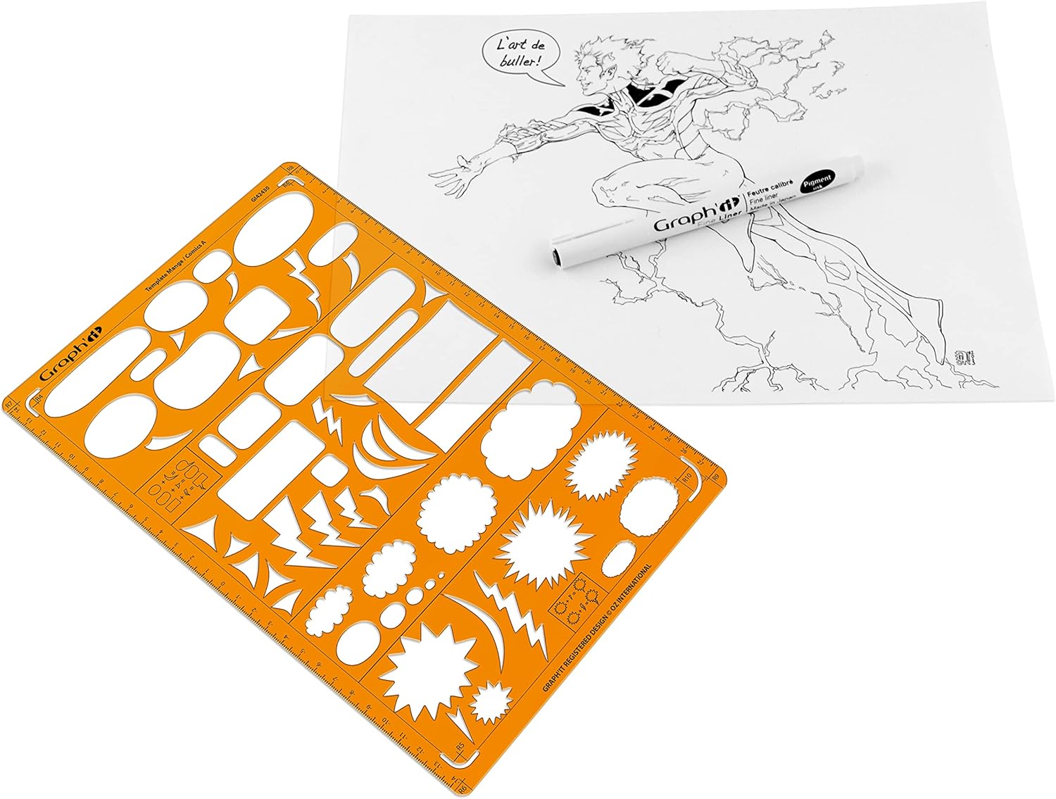 Detalle 1 de Graph’it Trace-bulles Modèle B pour manga et bande dessinée (format A4) – plus de 25 bulles