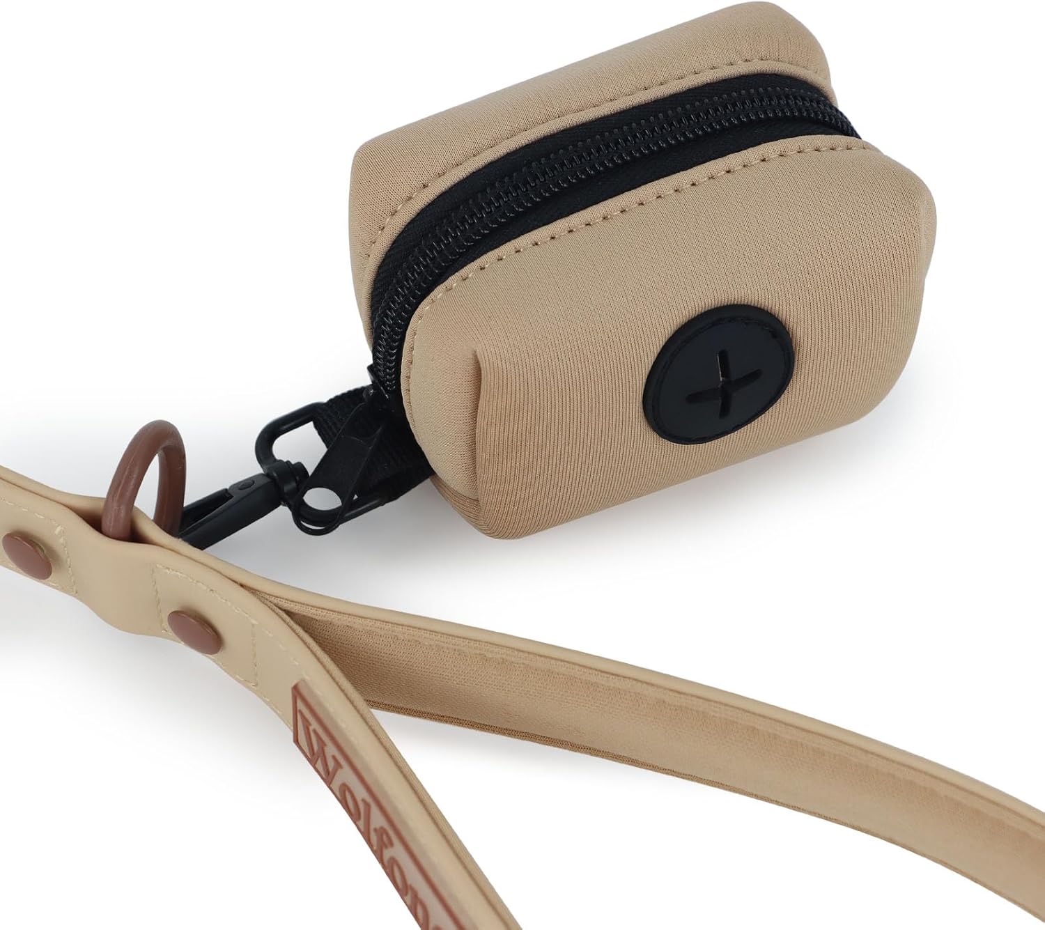 Detalle de Wolfone 2‑Pack Hundekotbeutel-Halter – robust, kompatibel mit jeder Leine, braun/sand