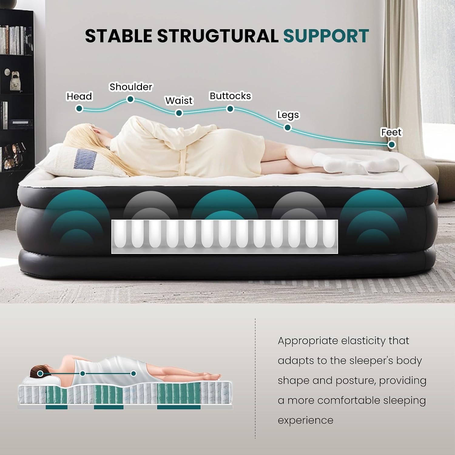 Thumbnail 4 de DUMOS Queen Air Mattress, 22-Inch Double-Height with Built-In Pump
