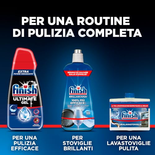 Detalle de Finish Ultimate Gel: detersivo per lavastoviglie, 4 confezioni da 120 lavaggi, limone, potere sgrassante ed extra brillantezza