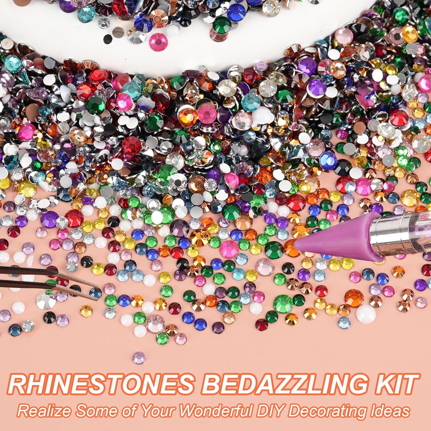 Thumbnail 4 de Canvalite Resin Bedazzling Kit: 24-Color 5mm SS20 Flatback Rhinestones with Glue, Tweezer & Pen for Nails, Clothing & Accessories