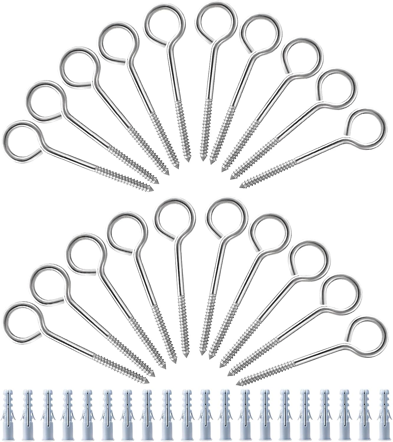 Detalle de TooTaci Eye Bolts M5/100mm Long Stainless Steel Screw-in Hooks (20 Pieces)
