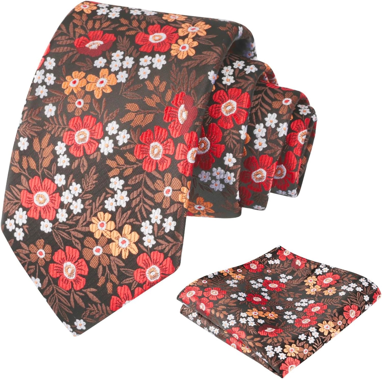 Thumbnail 3 de Alizeal Floral 8cm Tie with Pocket Square Set – 100% Polyester, 8x150cm Tie and 24x24cm Square