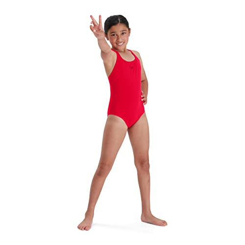Detalle de Speedo Girl's Endurance+ Medalist Swimsuit – Chlorine Resistant, Comfort Fit for Training