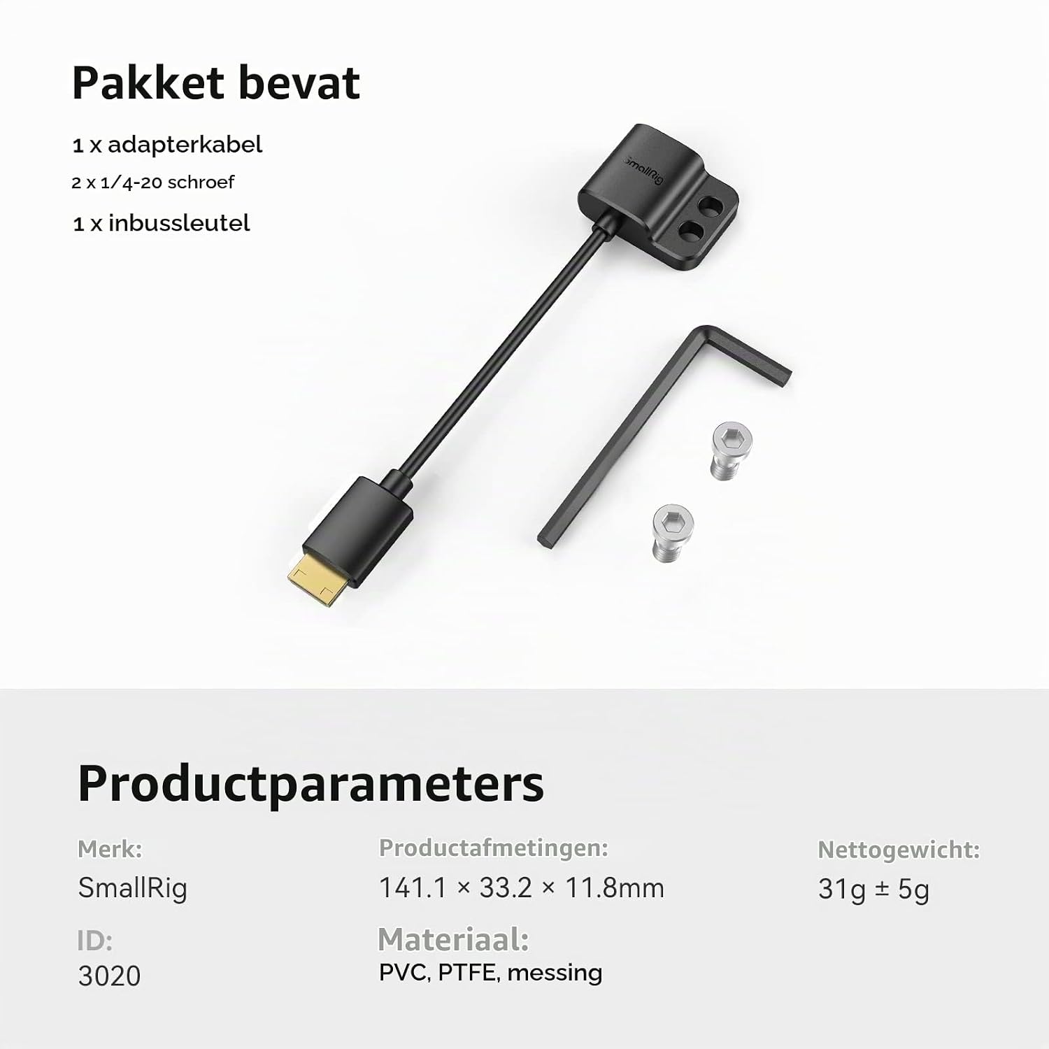 Thumbnail 5 de SMALLRIG 3020 Mini-HDMI-adapterkabel, 14 cm, 4K bij 60 Hz
