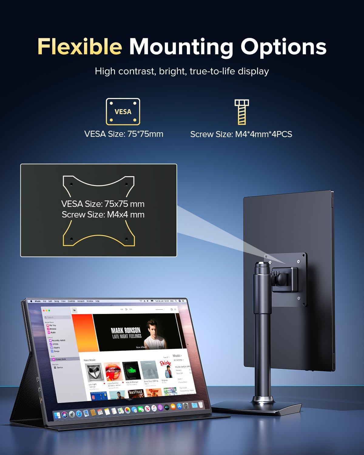 Detalle 2 de Portable Monitor 4K 1200 Nits (16-inch) with USB-C & Mini HDMI, FreeSync, VESA Mount