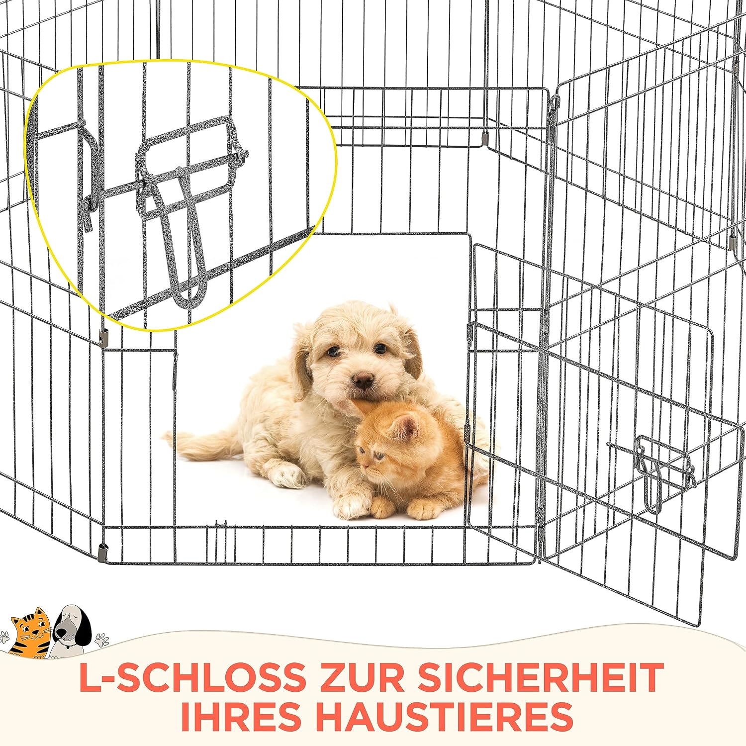 Thumbnail 3 de Yaheetech Welpenlaufstall 61 cm, 8-teilig