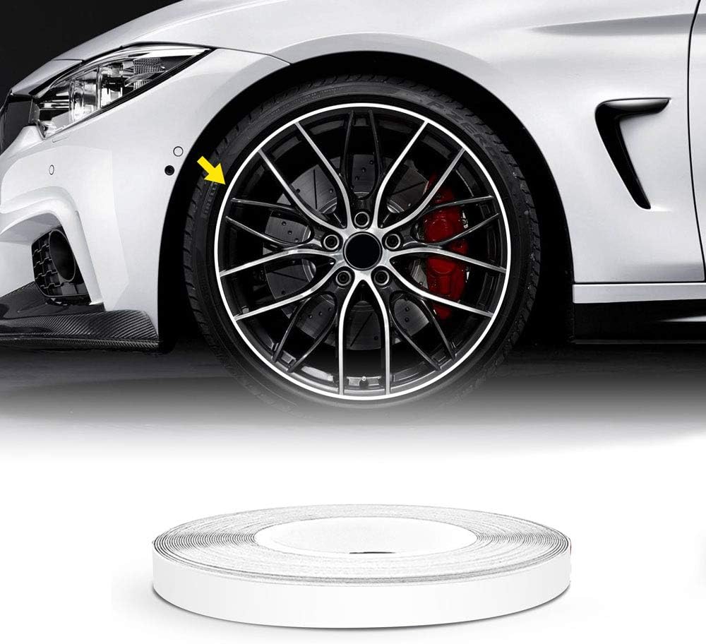 4R Quattroerre.it 10300 Strisce Adesive Rifrangenti per Cerchi Auto, Bianco 5 mm x 6 m