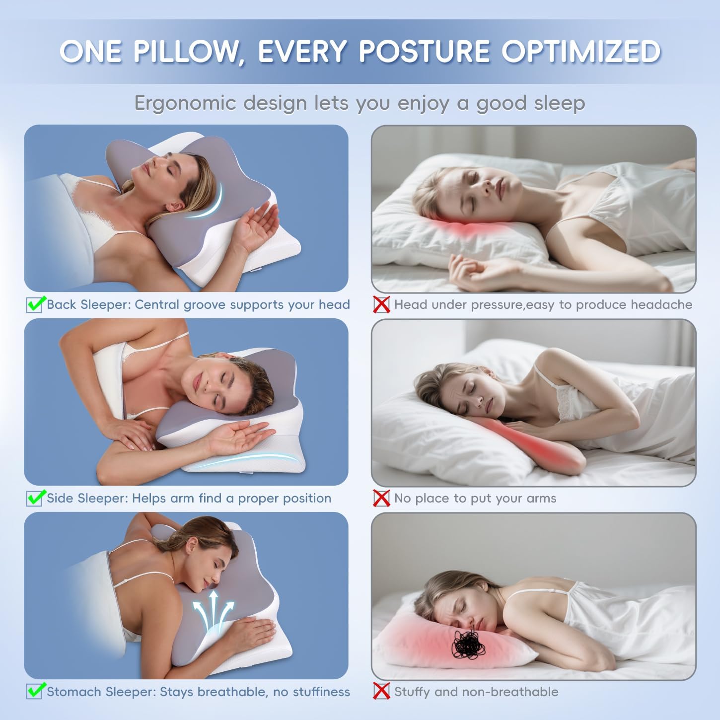 Thumbnail 5 de Missleep Cervical Neck Pillow: 2-Height Memory Foam Ergonomic Support