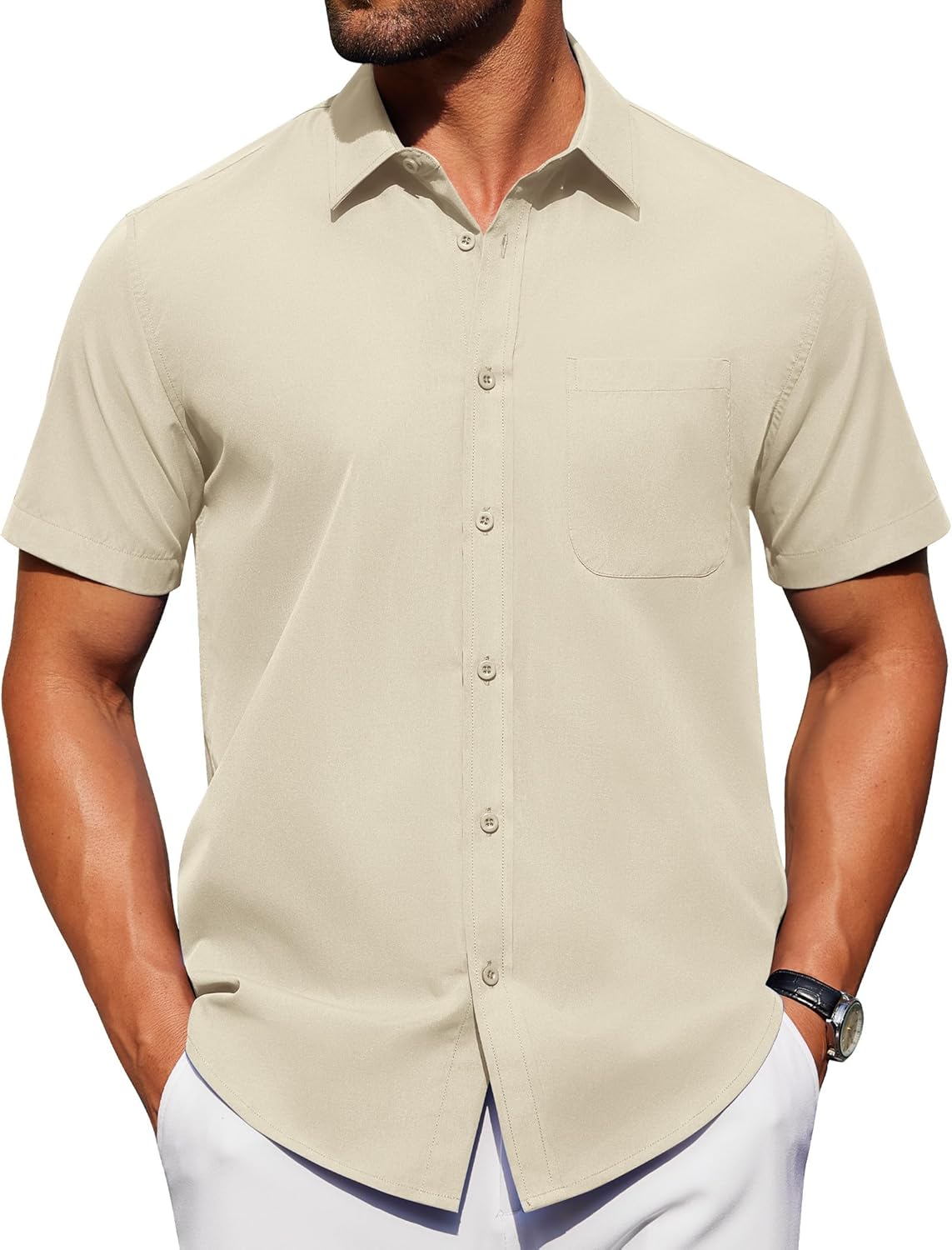 Thumbnail 6 de Alimens & Gentle Men’s Short Sleeve Dress Shirts (Wrinkle Free, Untucked) — Casual Button-Down