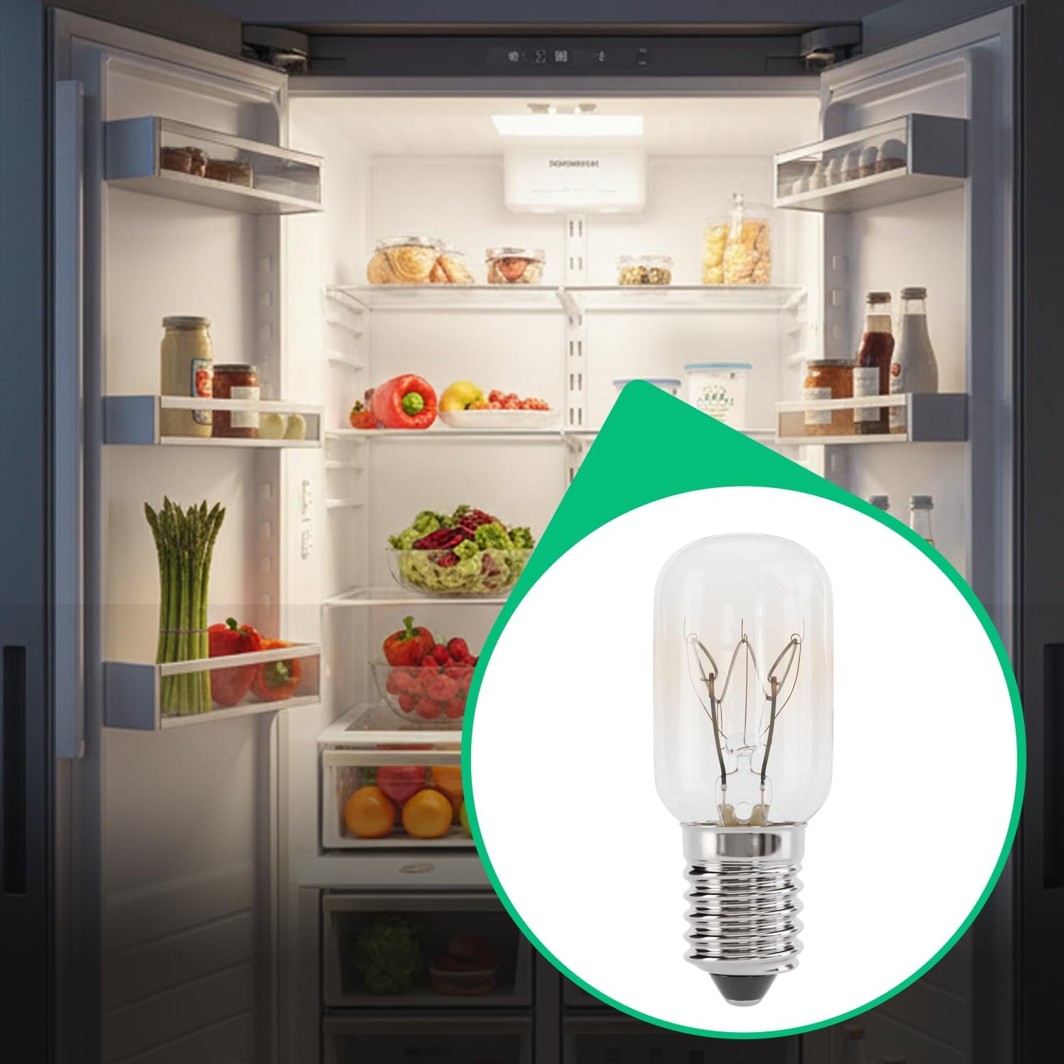 Detalle de Greate 2x Kühlschranklampe 15W E14 warmweiß (T22, 2700K) – Glühbirne für Nähmaschine, Dunstabzug & mehr