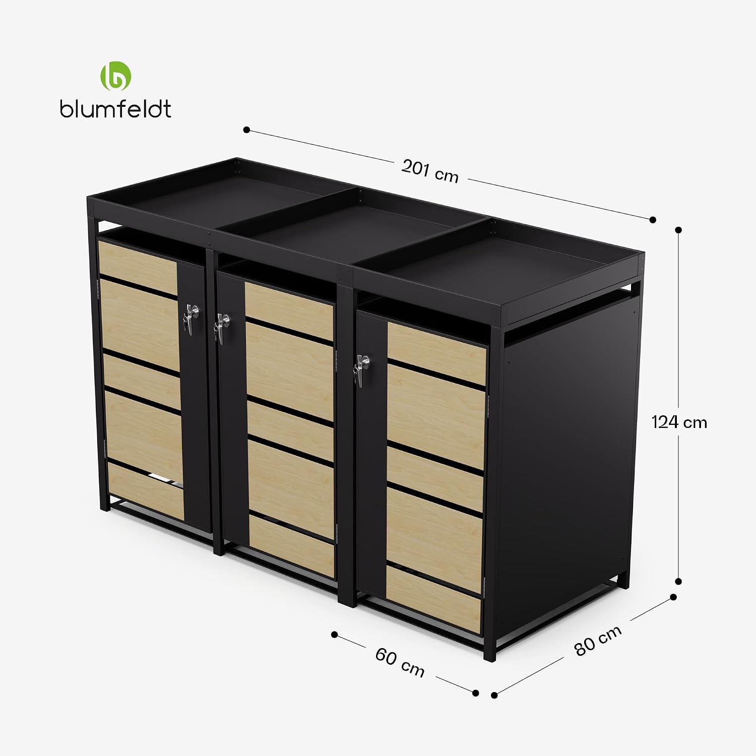 Thumbnail 6 de blumfeldt KG29-3door-mb-pl Bin Storage for 3 Wheelie Bins, Galvanised Steel