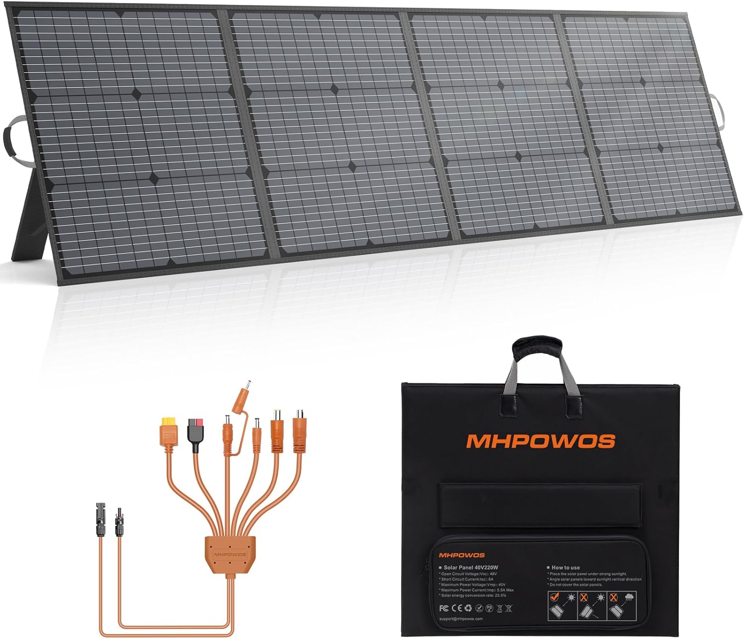 MHPOWOS 220W Foldable Solar Panel 40V Monocrystalline