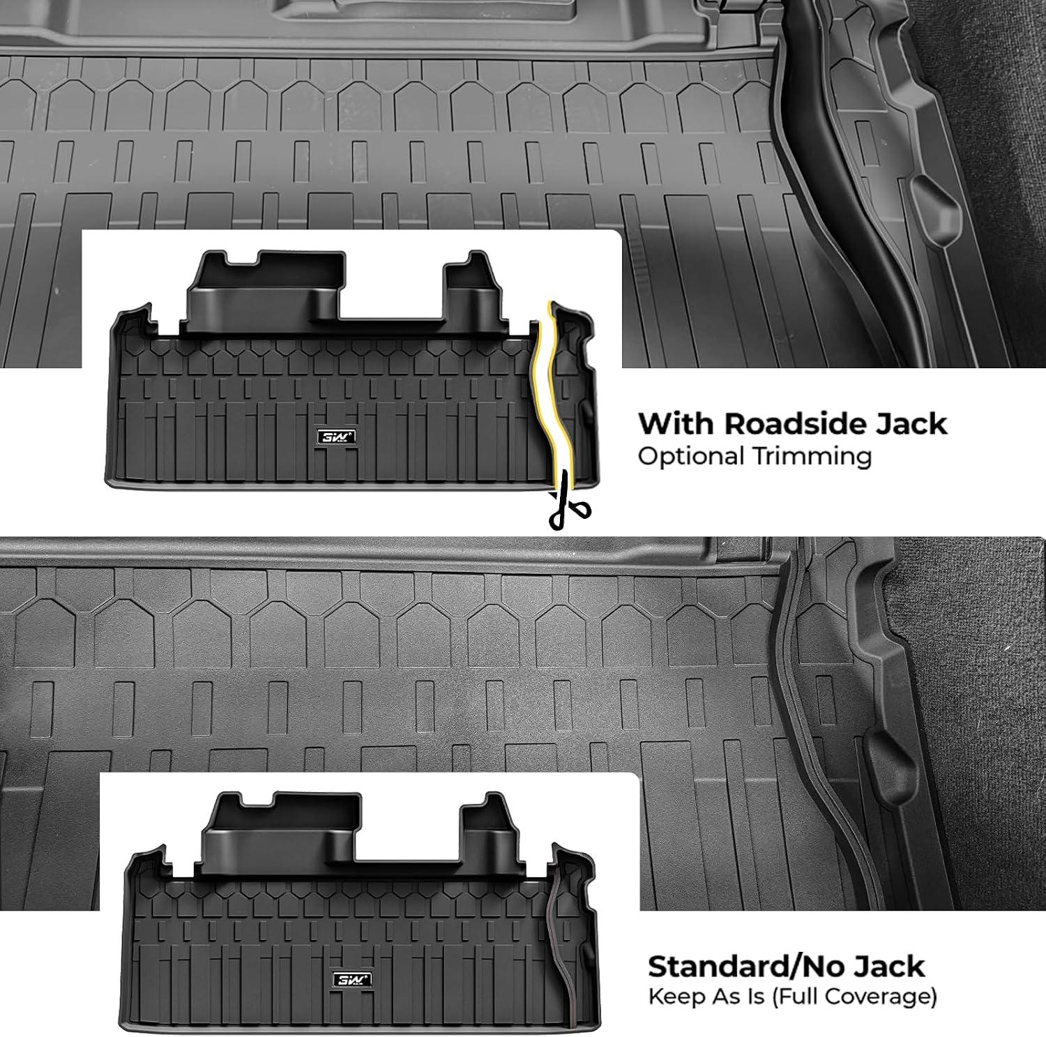 Detalle de 3W All-Weather Floor Mats & Trunk Mat for Toyota Sienna (2021–2026, 8-Seat LE/XLE) – Custom Fit in Black