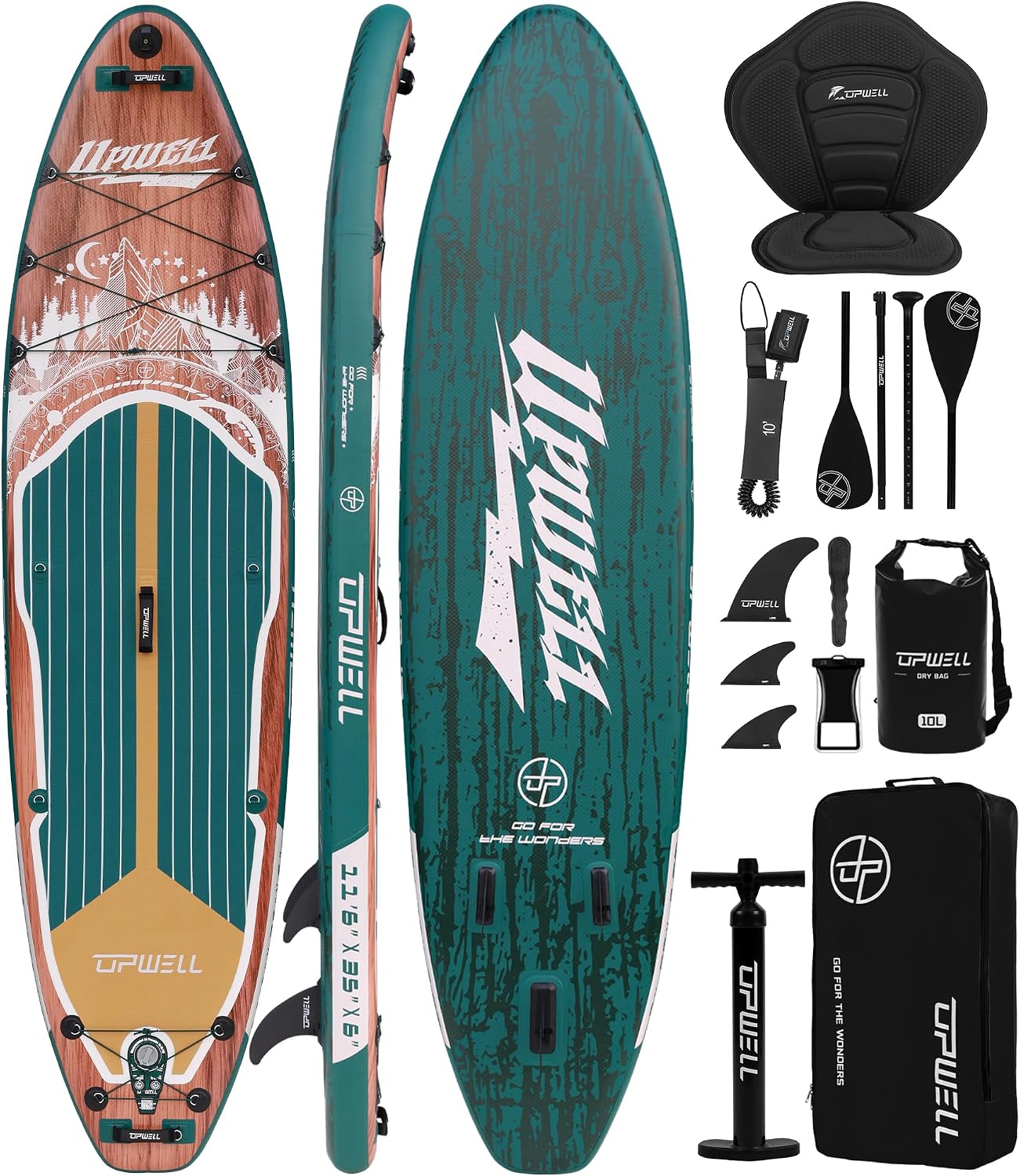 Detalle de UPWELL 11'6 Inflatable Paddle Board with 2-in-1 Paddle and Full Accessory Set