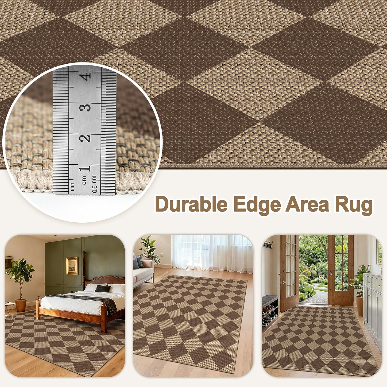 Thumbnail 1 de Capslpad Outdoor Teppich 120x180 cm mit Jute-Look und Rauten-Design (braun)