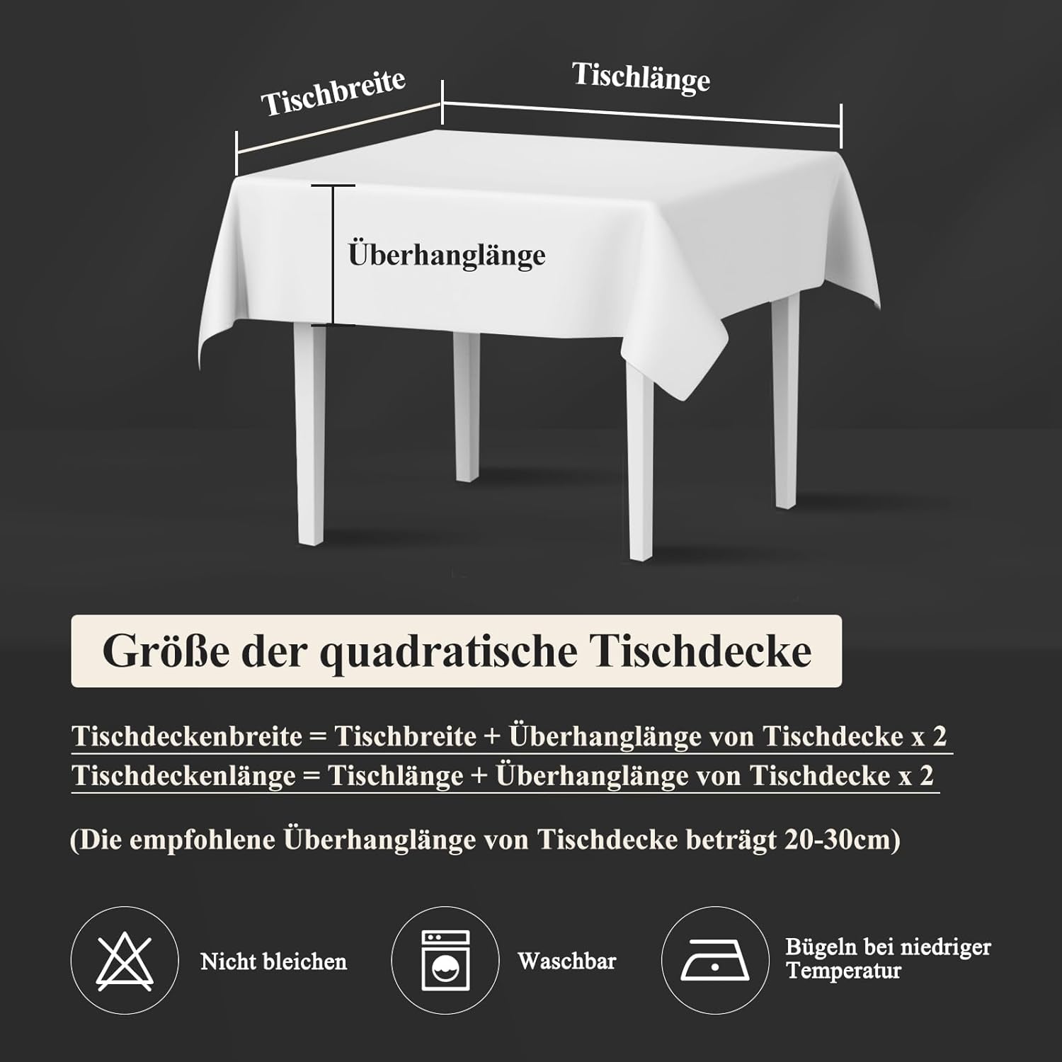 Detalle de AooHome Tischdecke Abwaschbar Schwarz 140x240 cm – Leinenoptik, wasserabweisend + Lotuseffekt