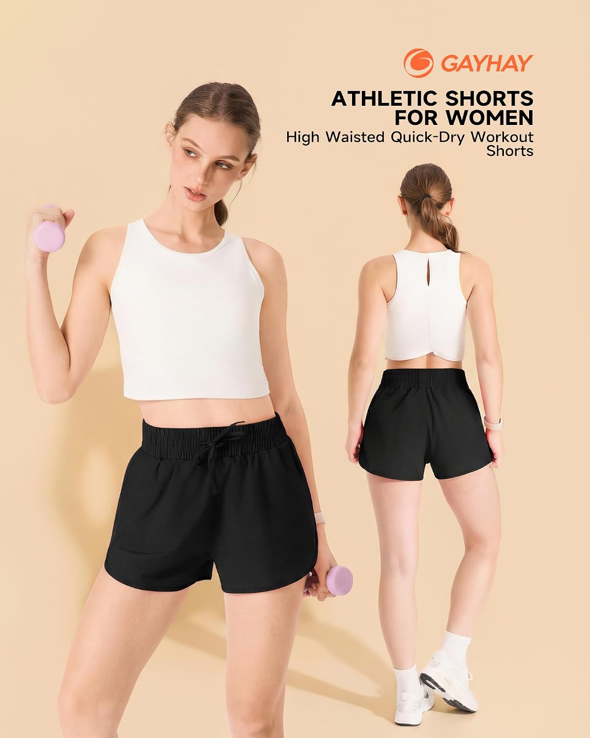 Detalle de GAYHAY Women's Running Shorts, Polyester-Spandex