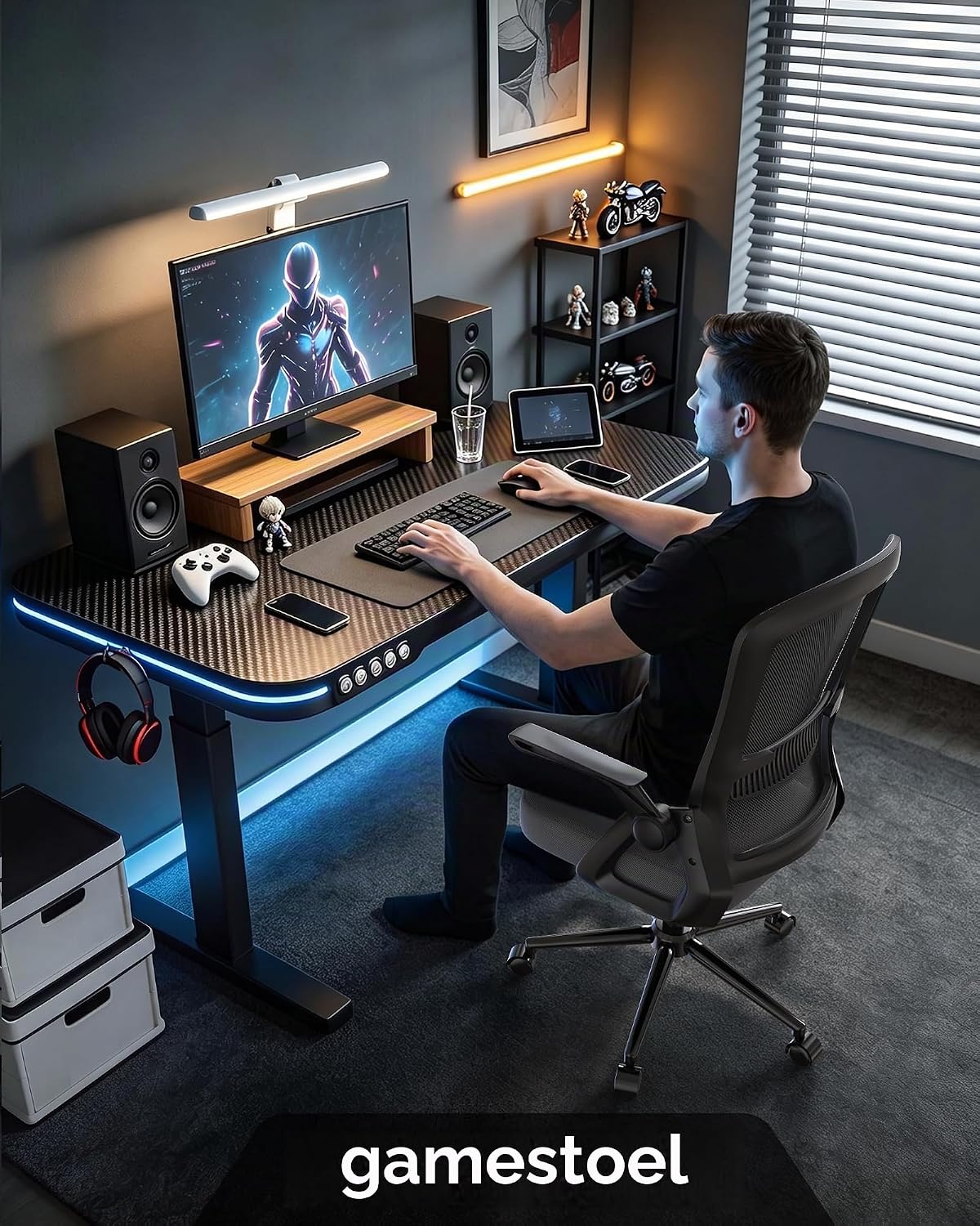 Detalle 2 de naspaluro M ergonomische bureaustoel met mesh, lendensteun en opklapbare armleuningen