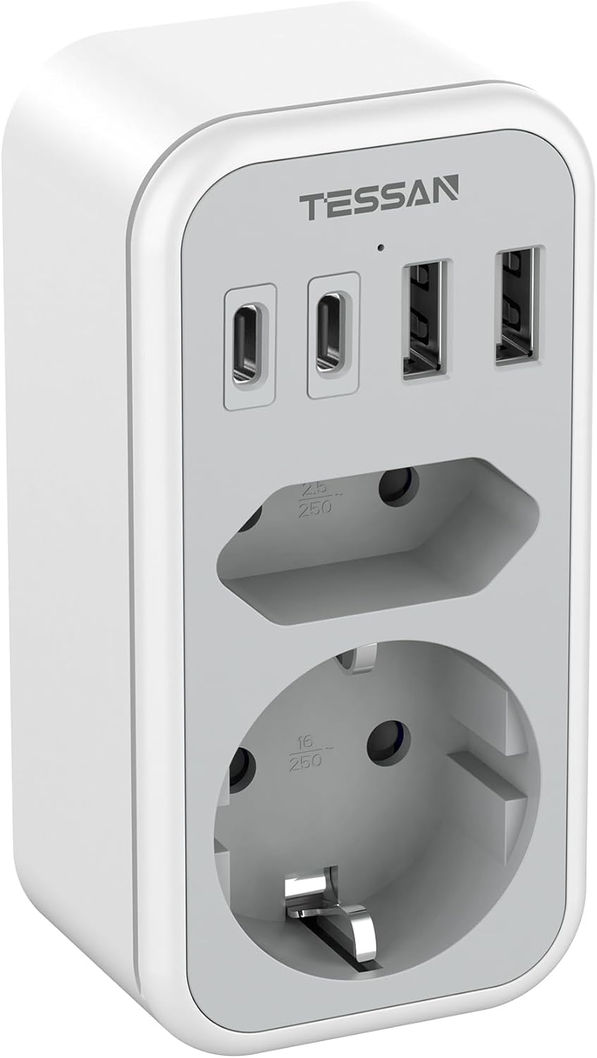 TESSAN Doppelstecker Steckdose 6 in 1