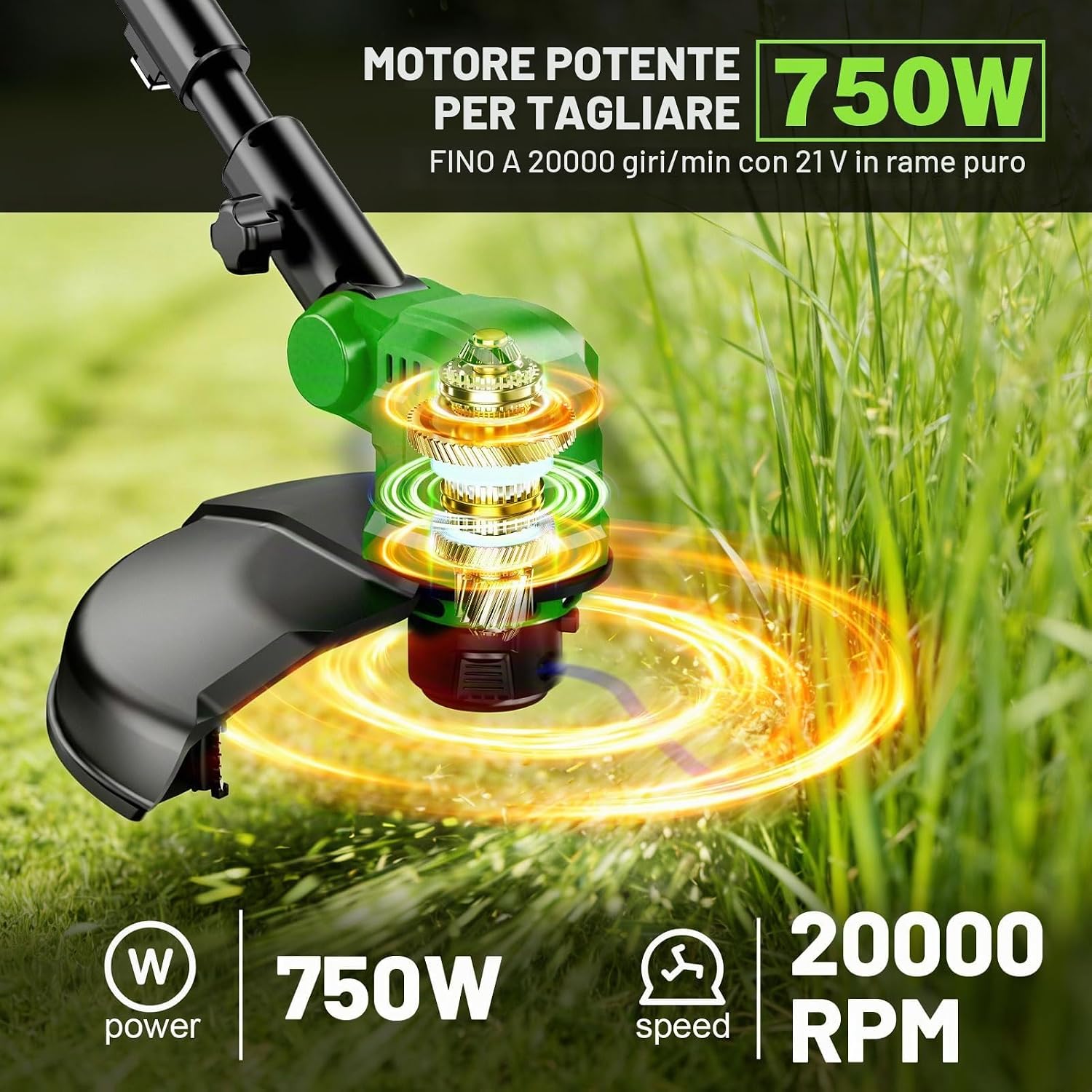 Thumbnail 1 de 4-in-1 Decespugliatore a Batteria 36 cm: tosaerba, decespugliatore e oltre con 2 x 3000 mAh e 8 bobine